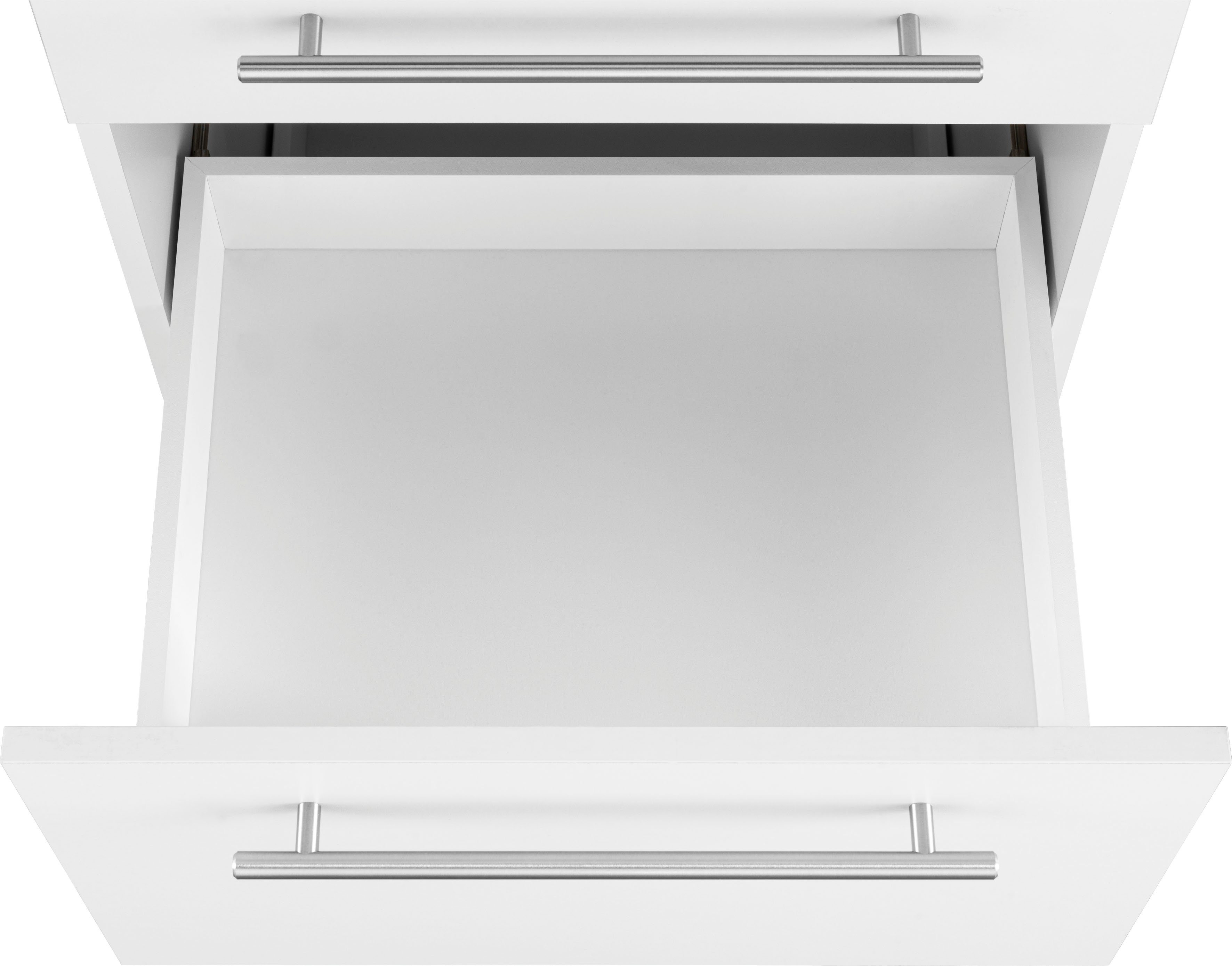 wiho Küchen Unterschrank Auszügen Unna 2 großen 50 cm mit schwarz Weiß weiß/granit | breit
