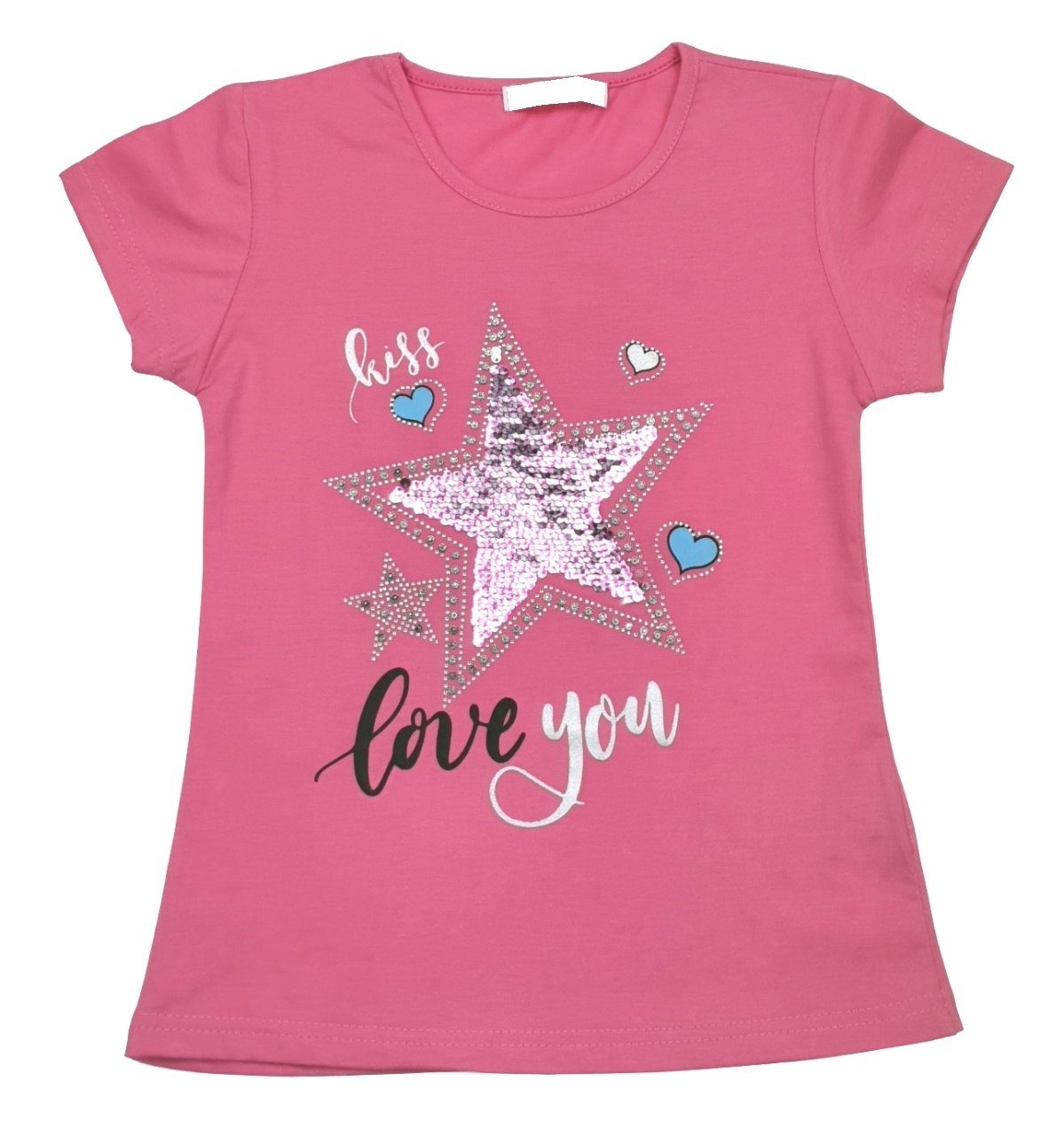 Wende-Pailletten, Fashion T-Shirt MS810 Mädchen T-Shirt mit Girls Pink