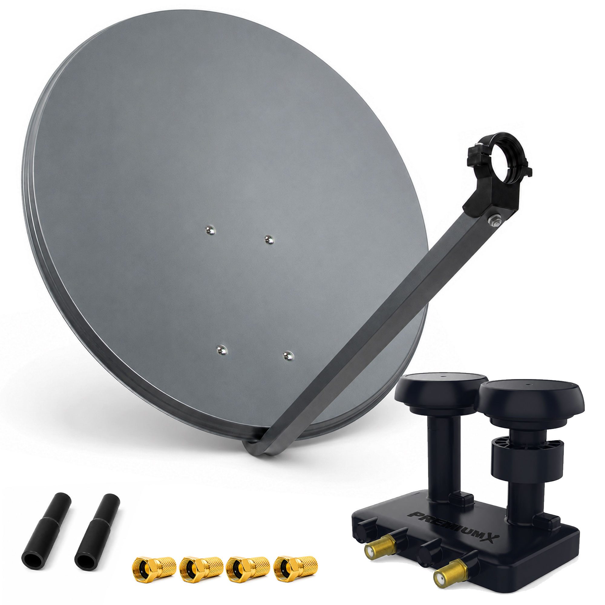 PremiumX SAT Anlage 80cm Antenne Twin Monoblock LNB 4x F-Stecker SAT-Antenne