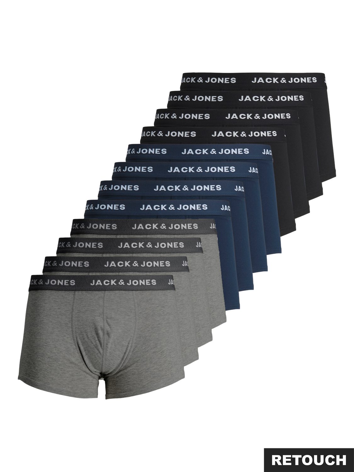 Jack & Jones Trunk JACSOLID Stretchkomfort, elastisch, bequem mit sportlichem Look (Packung, 12-St) bedruckt, modisch, eng anliegend, Baumwollmischung, Bündchen