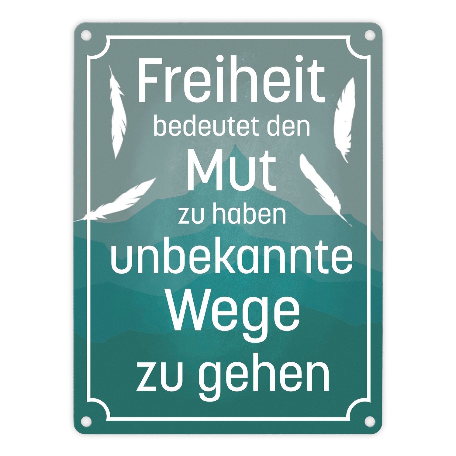 Metallschild Metallschild in 15x20 cm mit schönem Spruch über die Freiheit für das