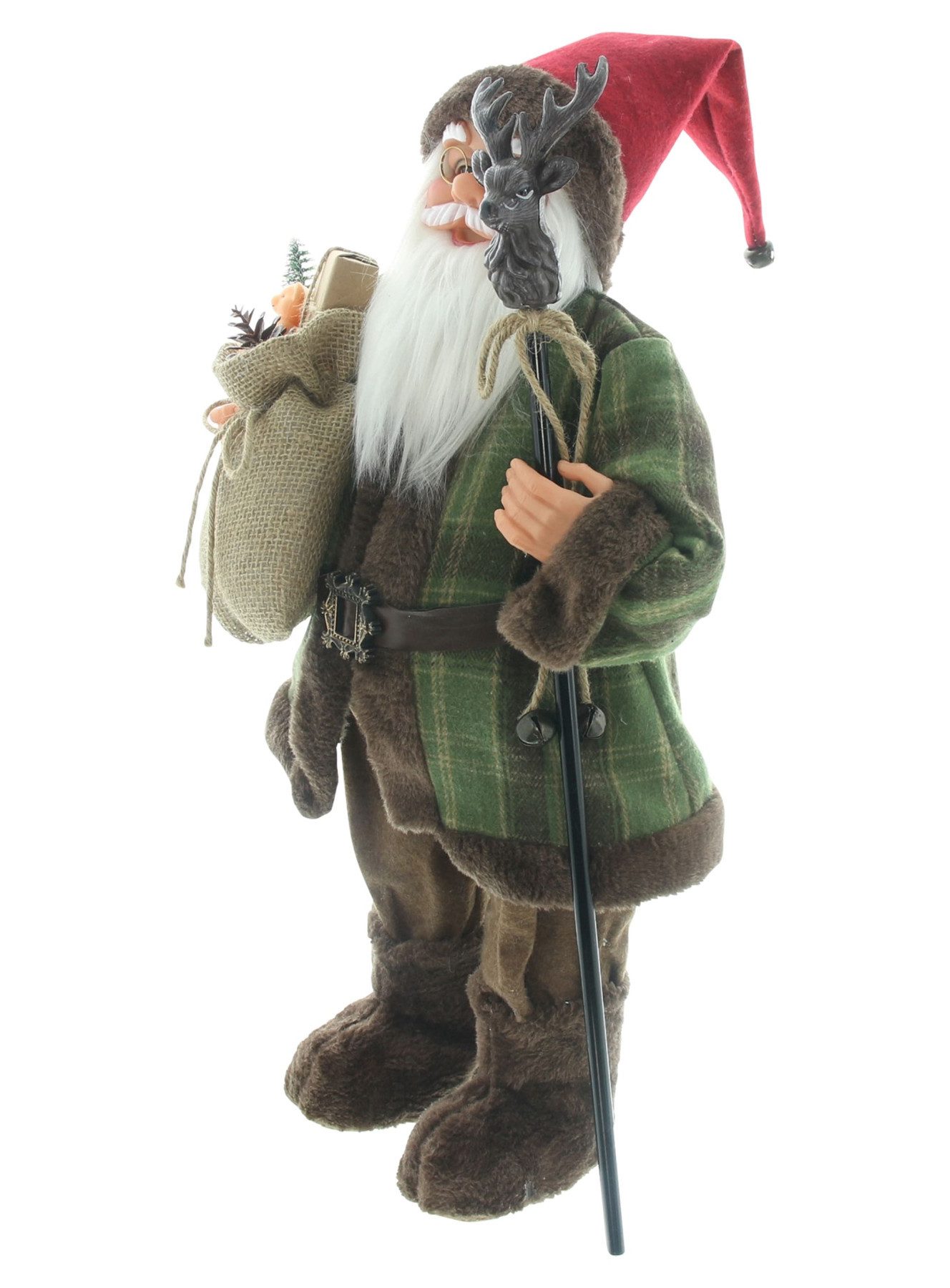 Dekoleidenschaft Weihnachtsmann "Santa mit Stab" Nikolaus 60 cm, Santa Claus Figur, Weihnachtsdeko, Dekofigur