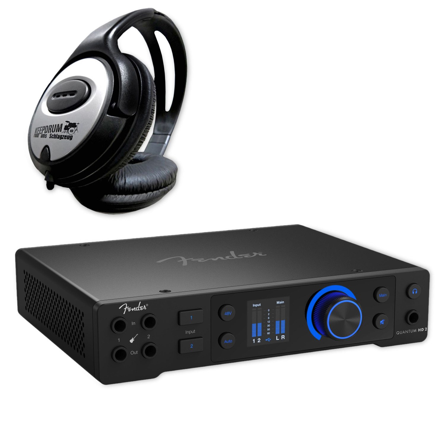 Fender Fender Audio-Interface Quantum HD 2 20-Kanal mit Kopfhörer Digitales Aufnahmegerät (Vorteils-Set mit Kopfhörer)