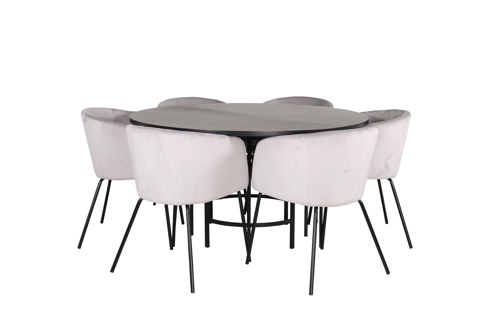 ebuy24 Essgruppe Copenhagen Essgruppe Esstisch braun und 6 Berit Es, (7-tlg) Grau