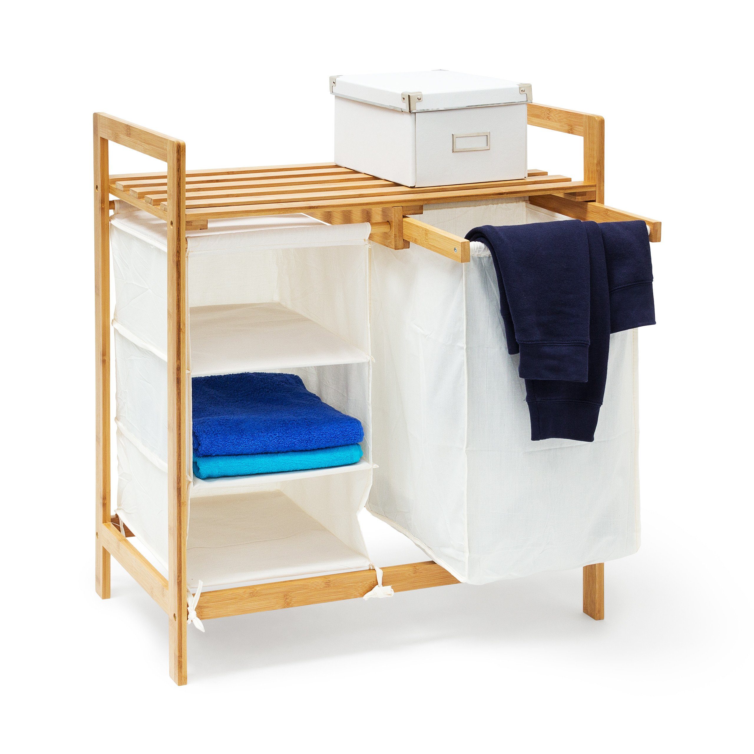 relaxdays Wäschekorb Wäschesammler Bambus LINEA mit günstig online kaufen