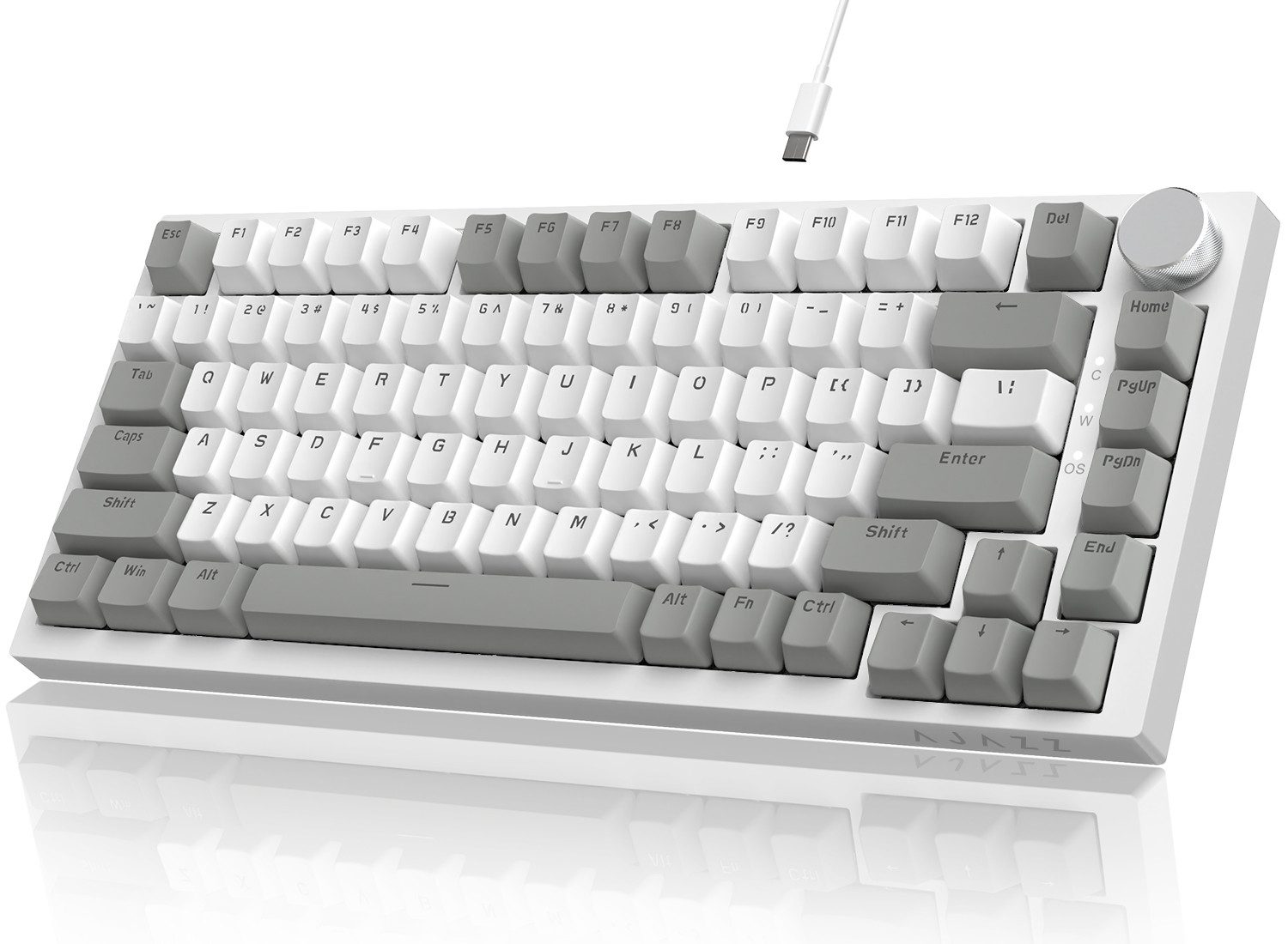 AJAZZ AK820 Mechanische Tastatur mit Knopf,75% ANSI-Layout Gaming-Tastatur (81 keys, improved seal assembly, hot-swap)