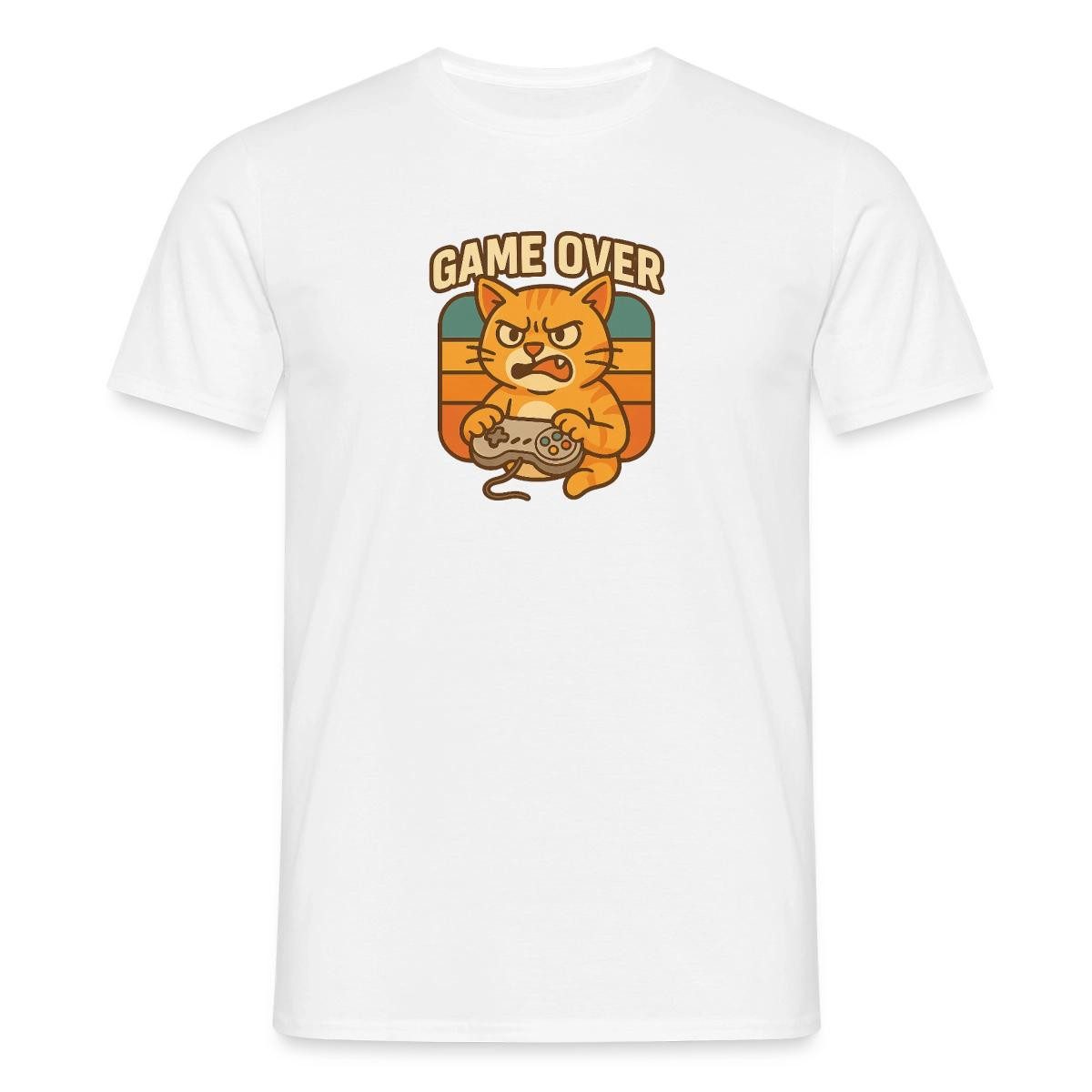 T-Shirt Game Over, Zockende Katze Männer T-Shirt
