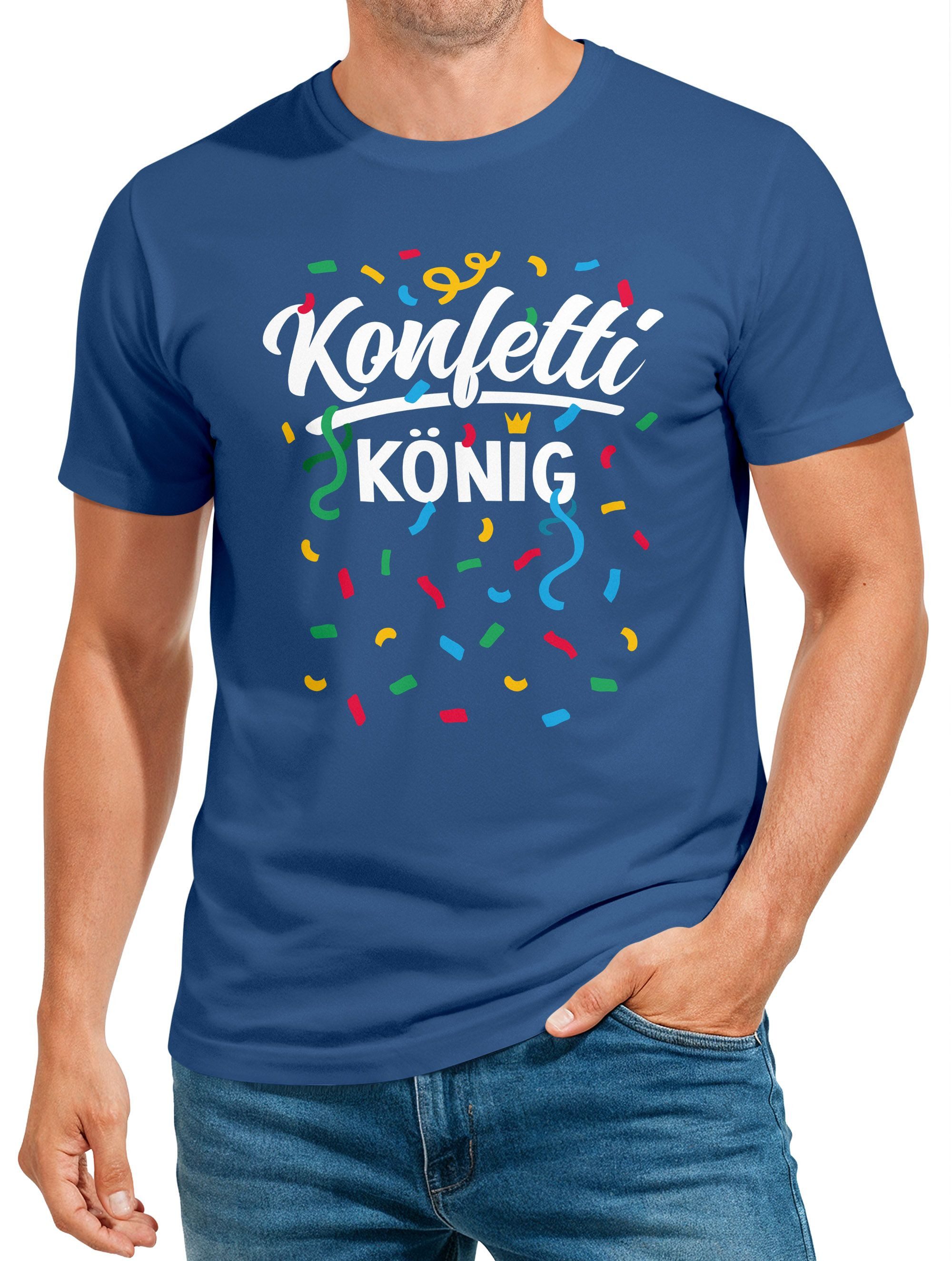 Print-Shirt Herren T-Shirt Konfettikönig Fasching Karneval Kostüm-Ersatz