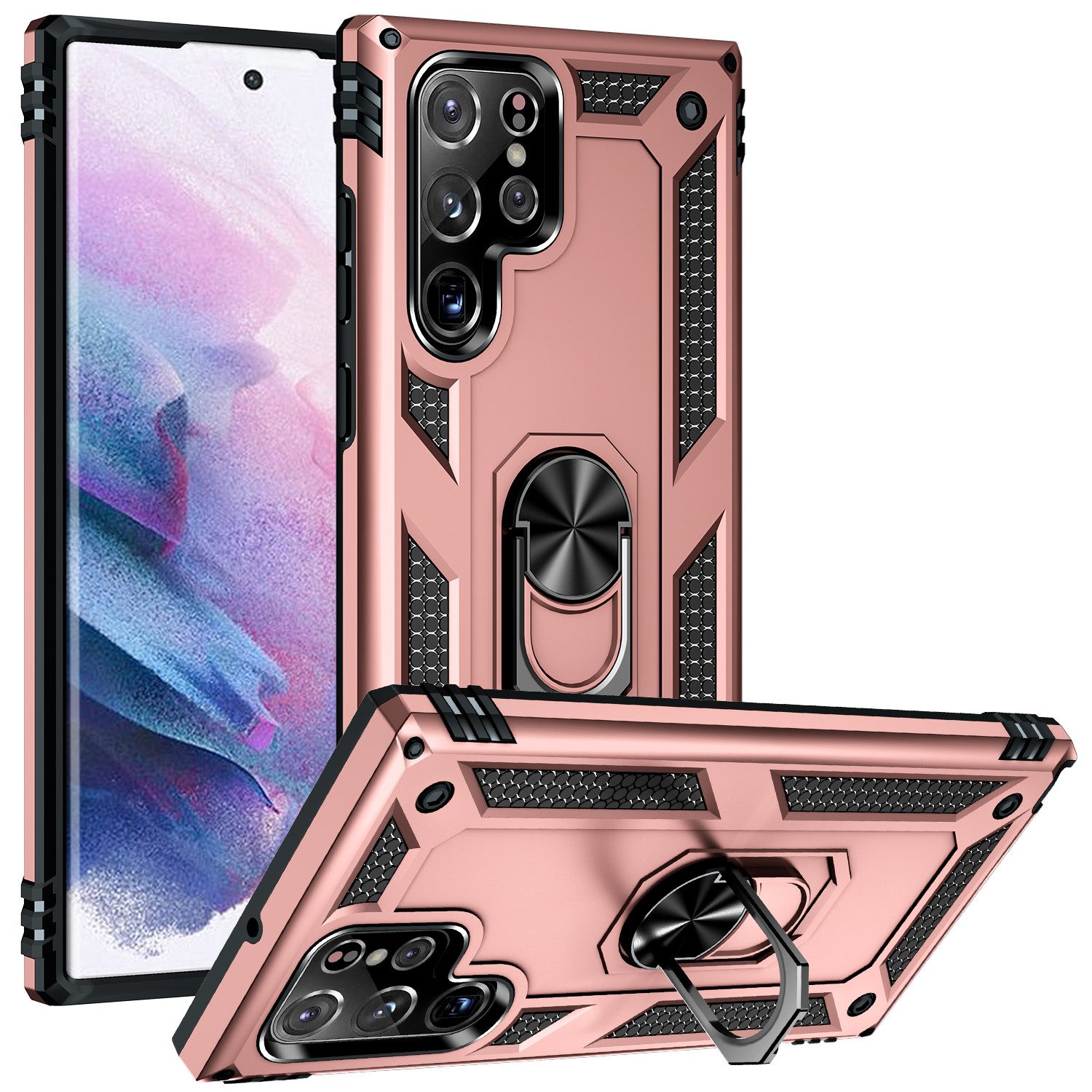 Mycotech Handyhülle Outdoor Armor Case Samsung Hülle Für Samsung Galaxy S22 Ultra-Rosegold
