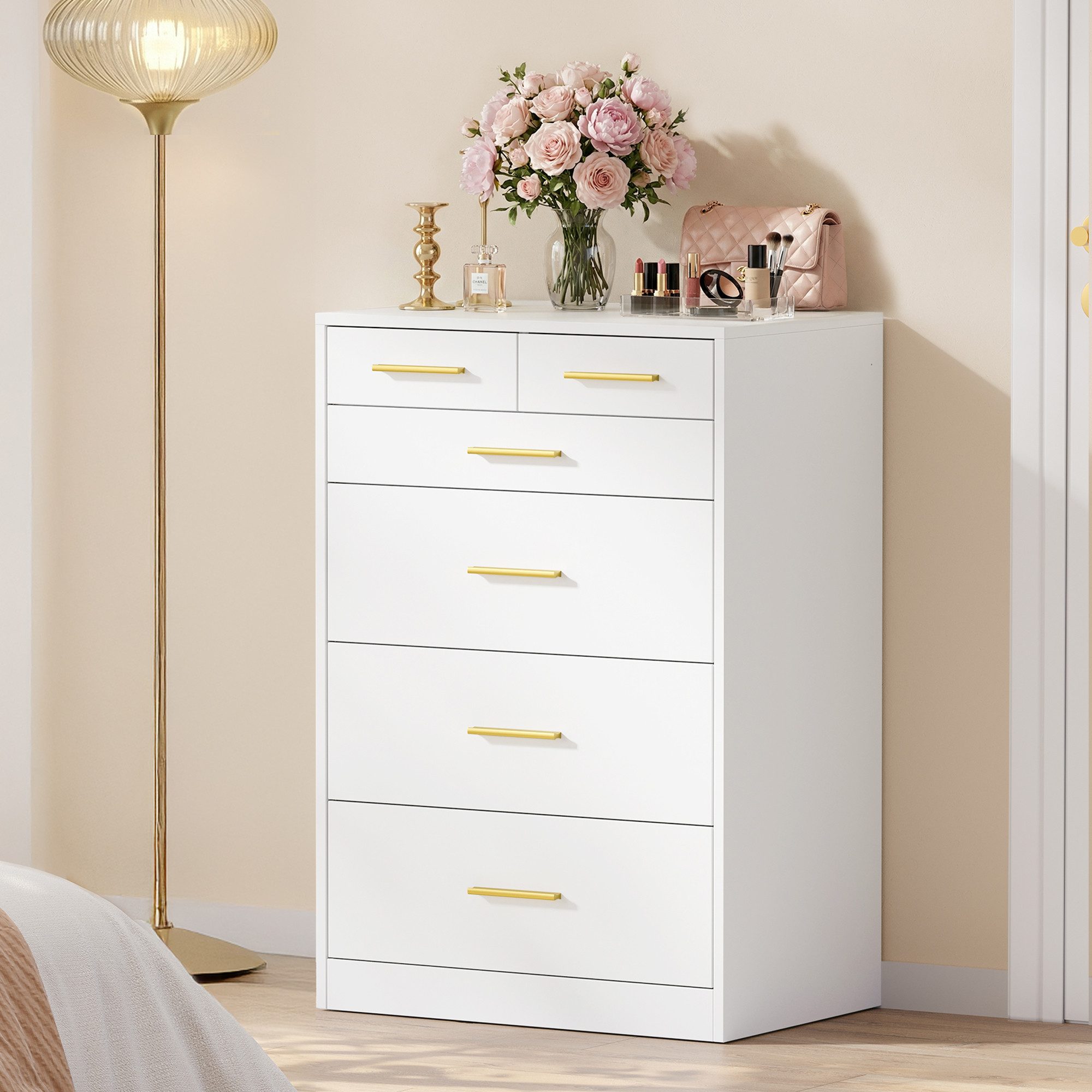 VASAGLE Kommode, mit 6 Schubladen, Aufbewahrungsschrank, für Schlafzimmer, Wohnzimmer