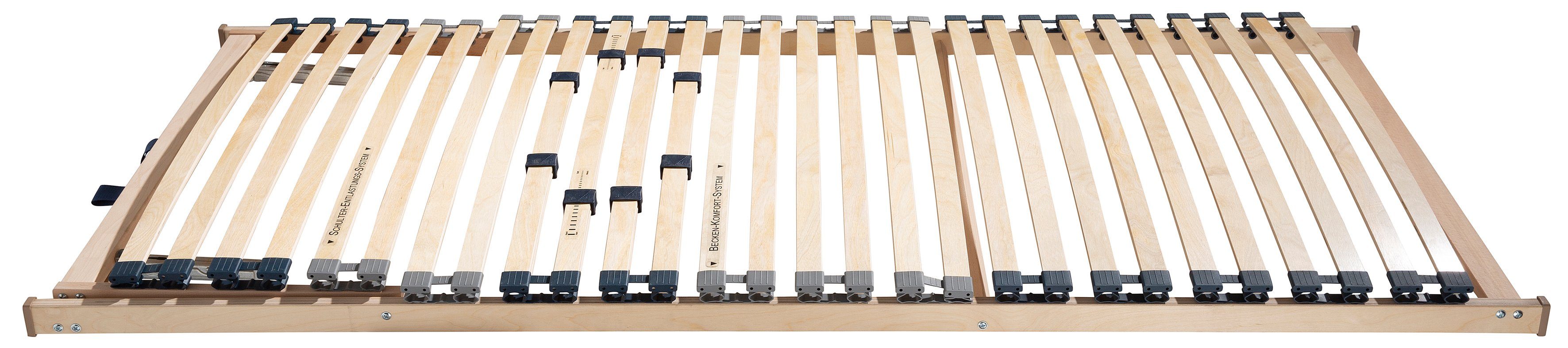 Lattenrost Noxus Flex K, im Doppelpack!, Beco, Kopfteil manuell verstellbar, Fußteil nicht verstellbar, mit Härteverstellung, 28 Federholzleisten