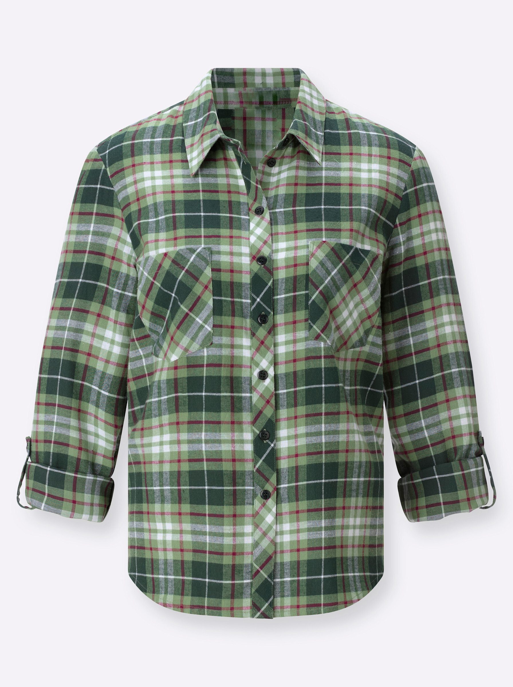 Klassische Bluse Flanell-Bluse Langarm