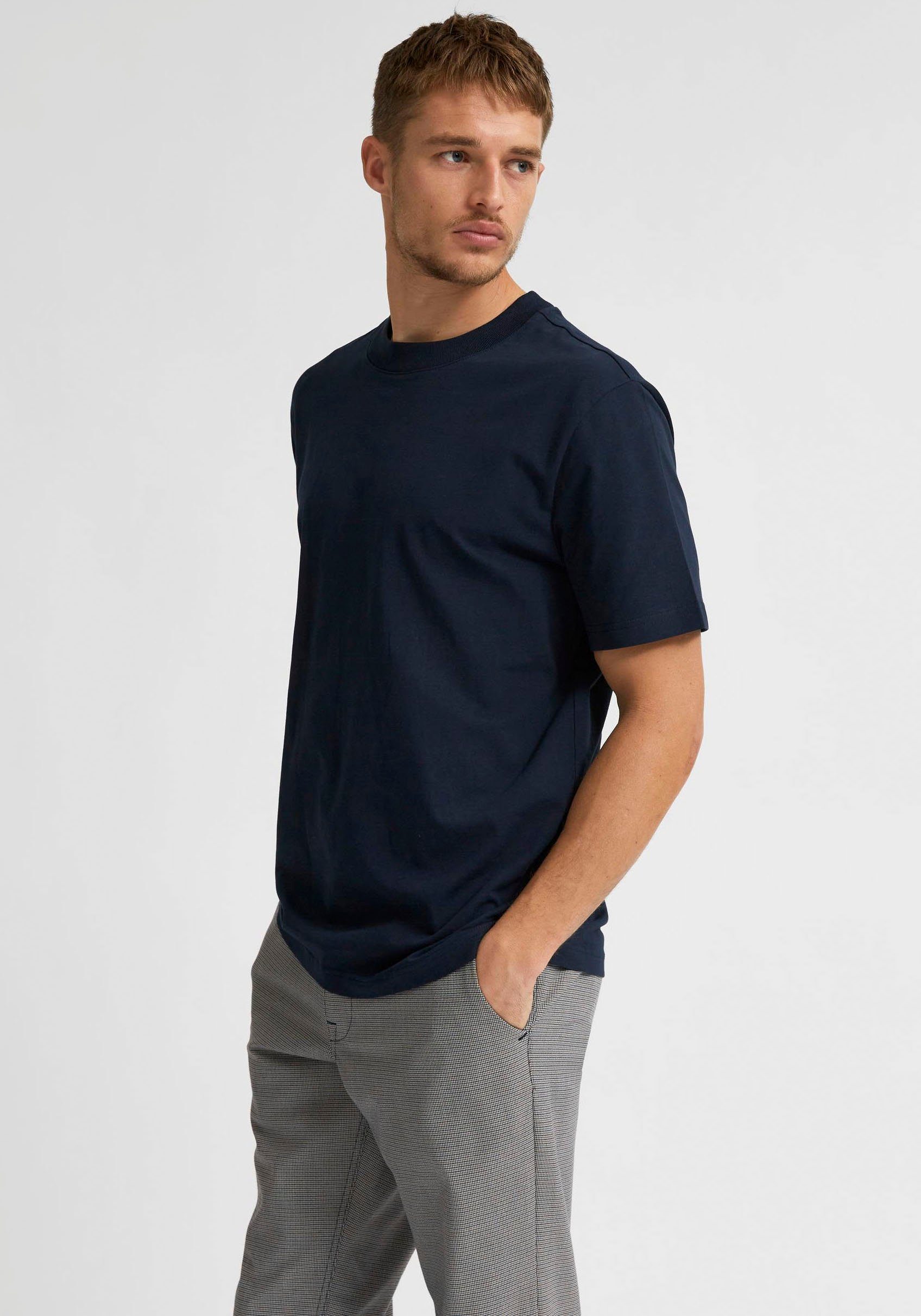 SELECTED HOMME Rundhalsshirt SE T-Shirt Navy Blazer