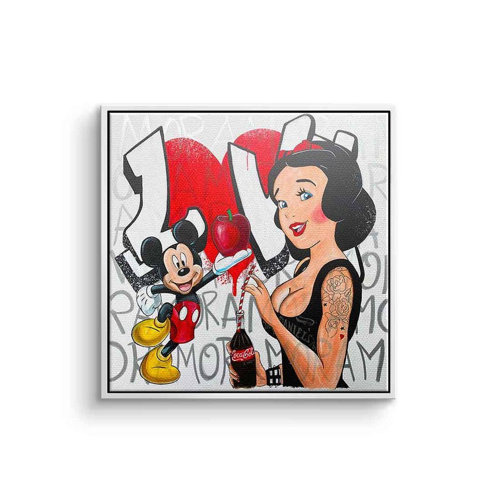 DOTCOMCANVAS® Leinwandbild, Leinwandbild Red Sec Rahmen Mickey silberner Micky Apple by Maus Mouse Sabrina designed