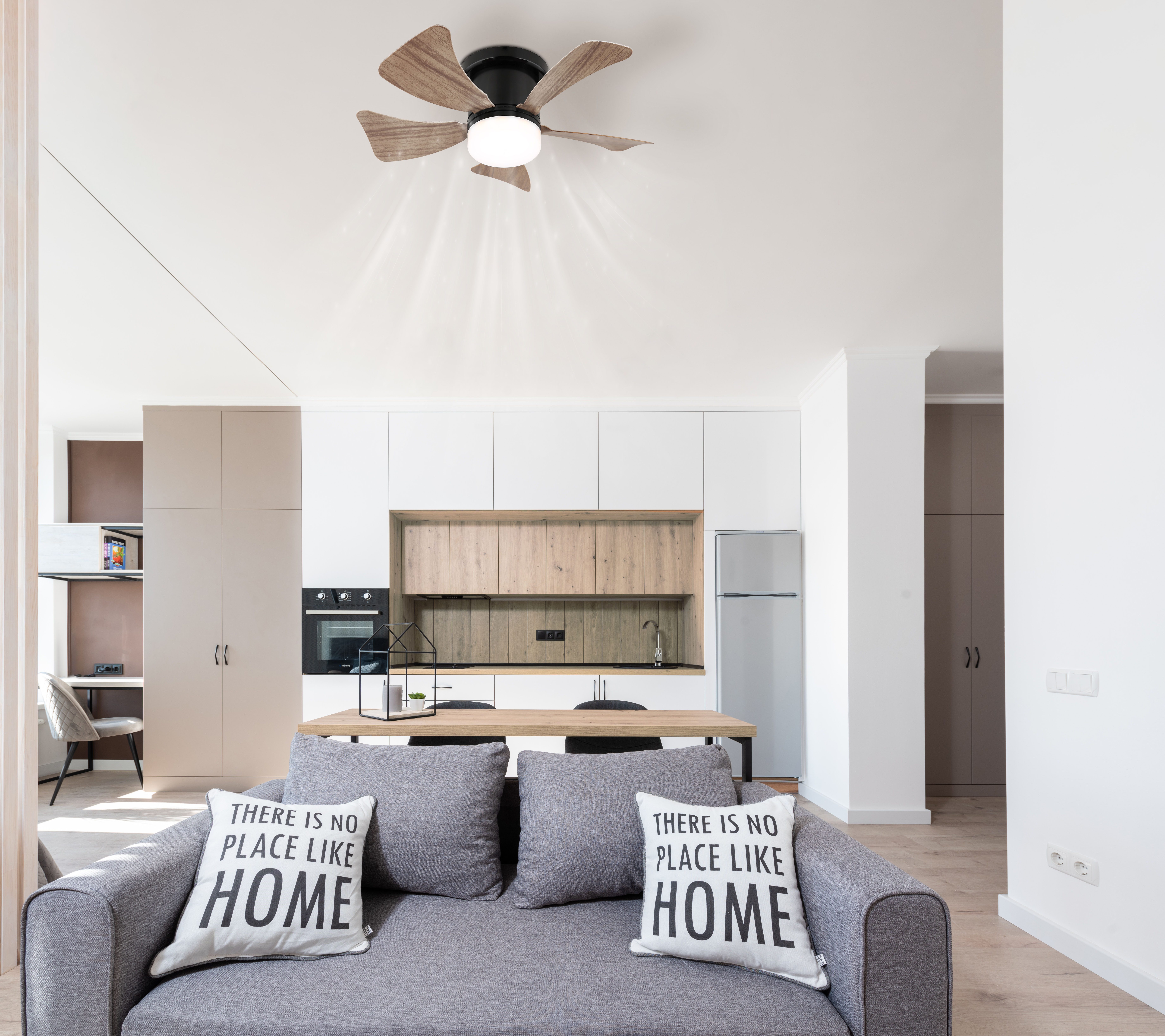 GLOBO LIGHTING Deckenleuchte HINES, Dimmfunktion, Memoryfunktion, Timerfunktion, Ventilatorfunktion, mehrere Helligkeitsstufen, LED fest integriert, warmweiß - kaltweiß, Ventilator grau kühlen-heizen Wohnzimmer Schlafzimmer