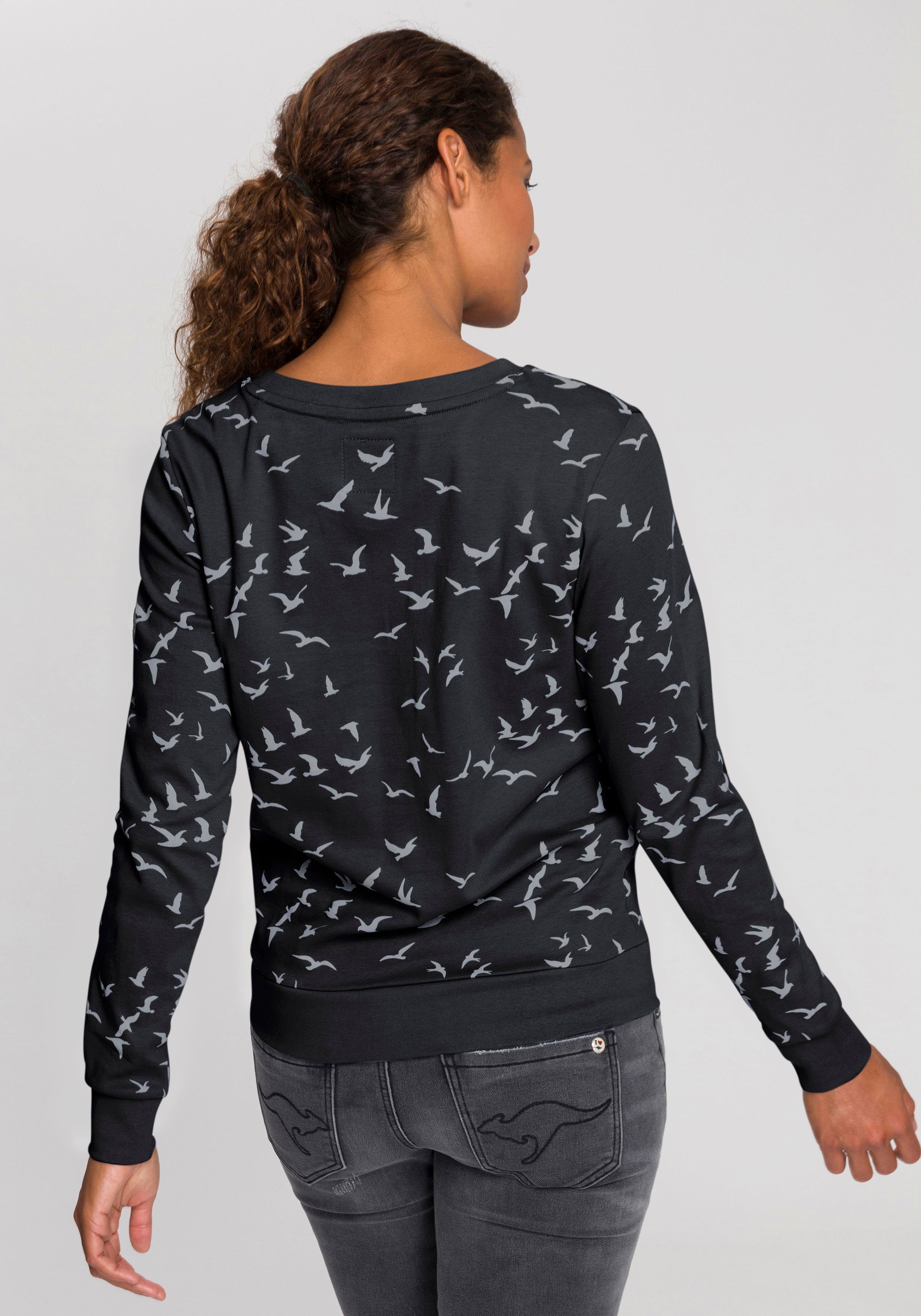 KangaROOS Sweatshirt mit modischem Minimal-Allover-Print schwarz