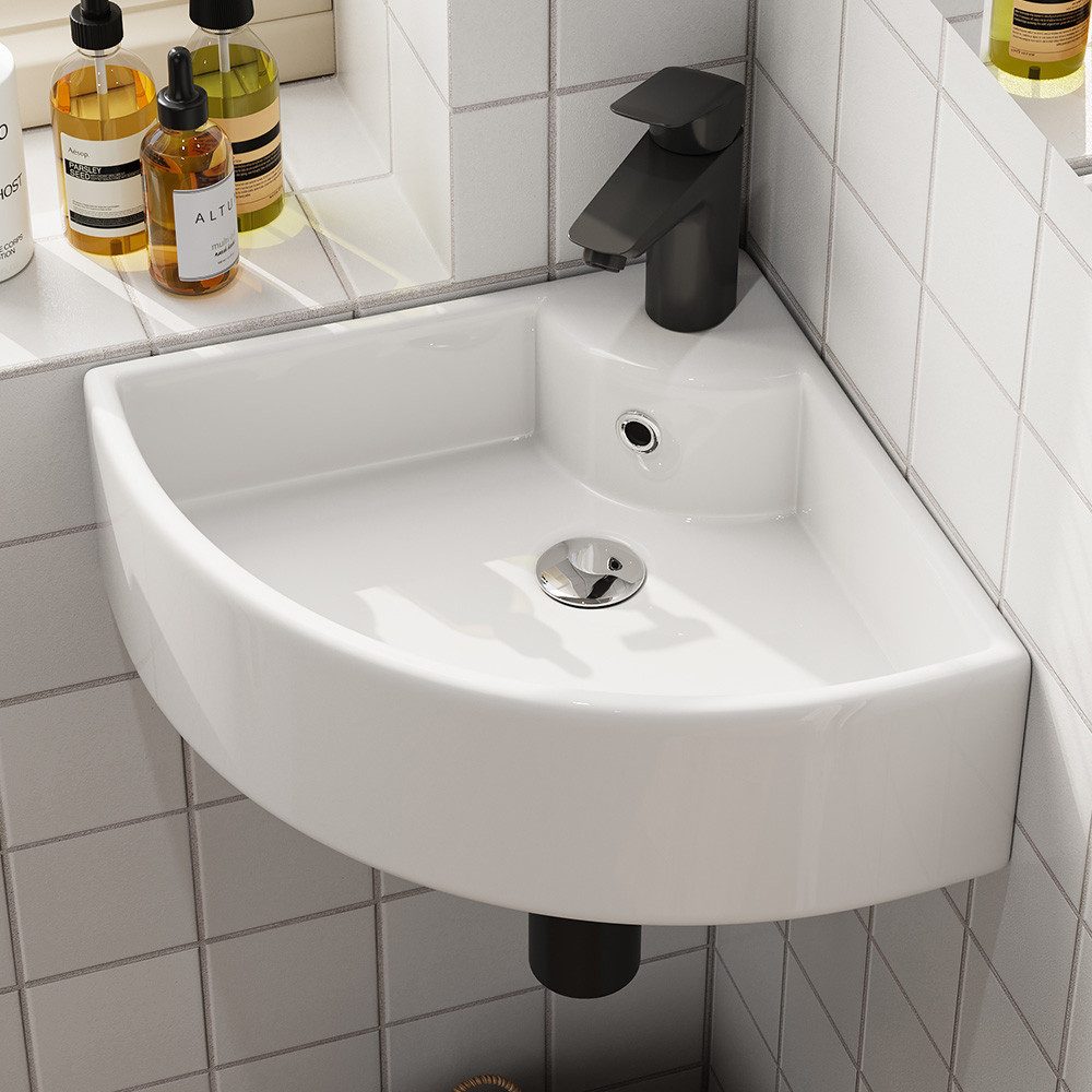 HOROW Waschbecken Waschbecken Waschtisch Badezimmer, Eckwaschbecken Keramik günstig online kaufen
