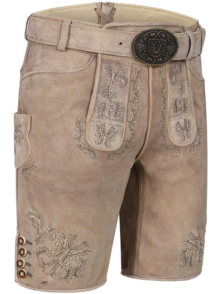 Krüger Trachtenlederhose Lederhose Patrizio hellbraun mit Gürtel