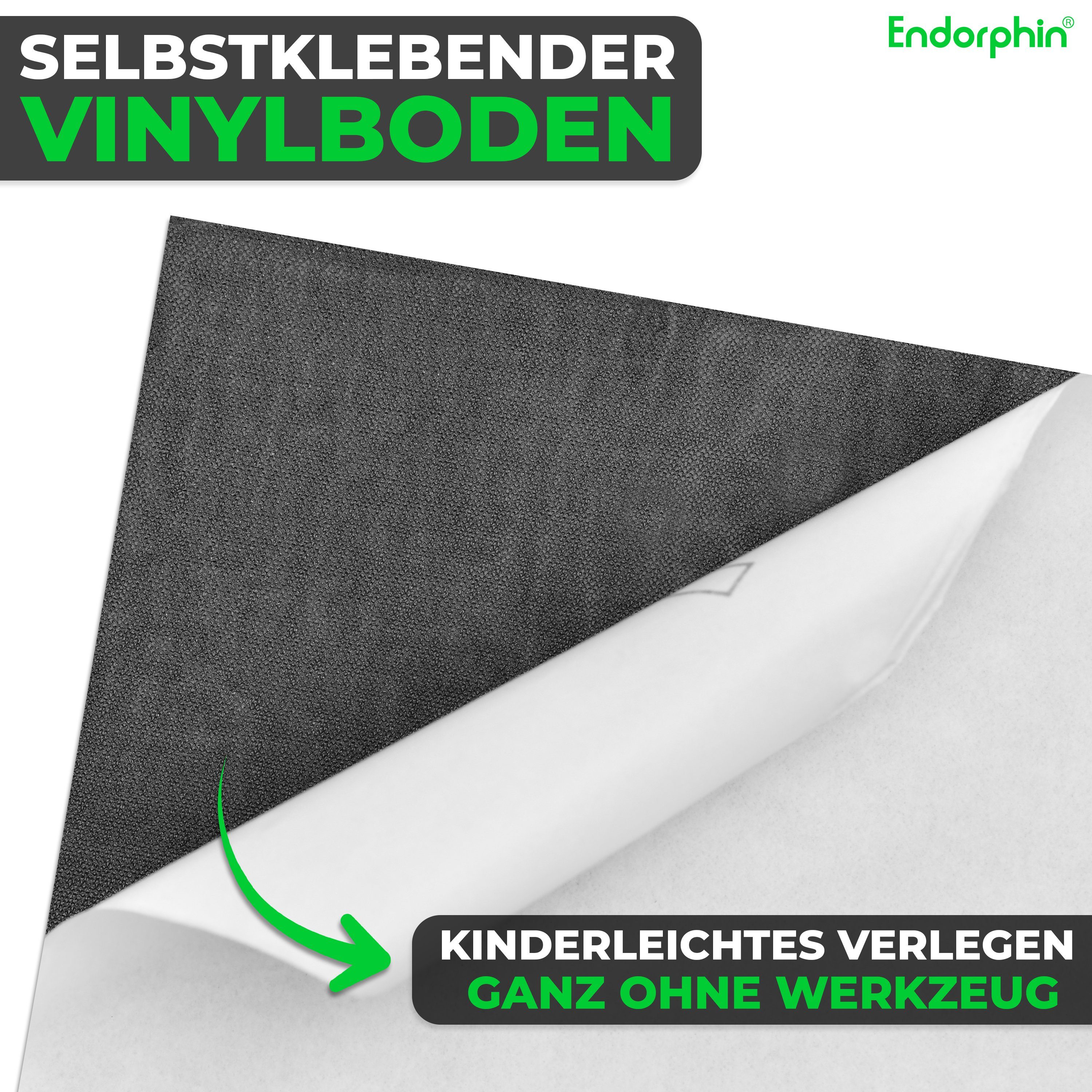 Endorphin Vinylboden Vinylboden selbstklebend in Betonoptik Hellgrau 2,97qm, selbstklebend, aus recyceltem Material, mit fühlbarer Oberfläche