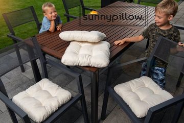 sunnypillow Stuhlkissen 4er Set Stuhlkissen 40x40 cm Bequeme 8cm, Polsterauflage Auflage für Stühle / Bänke