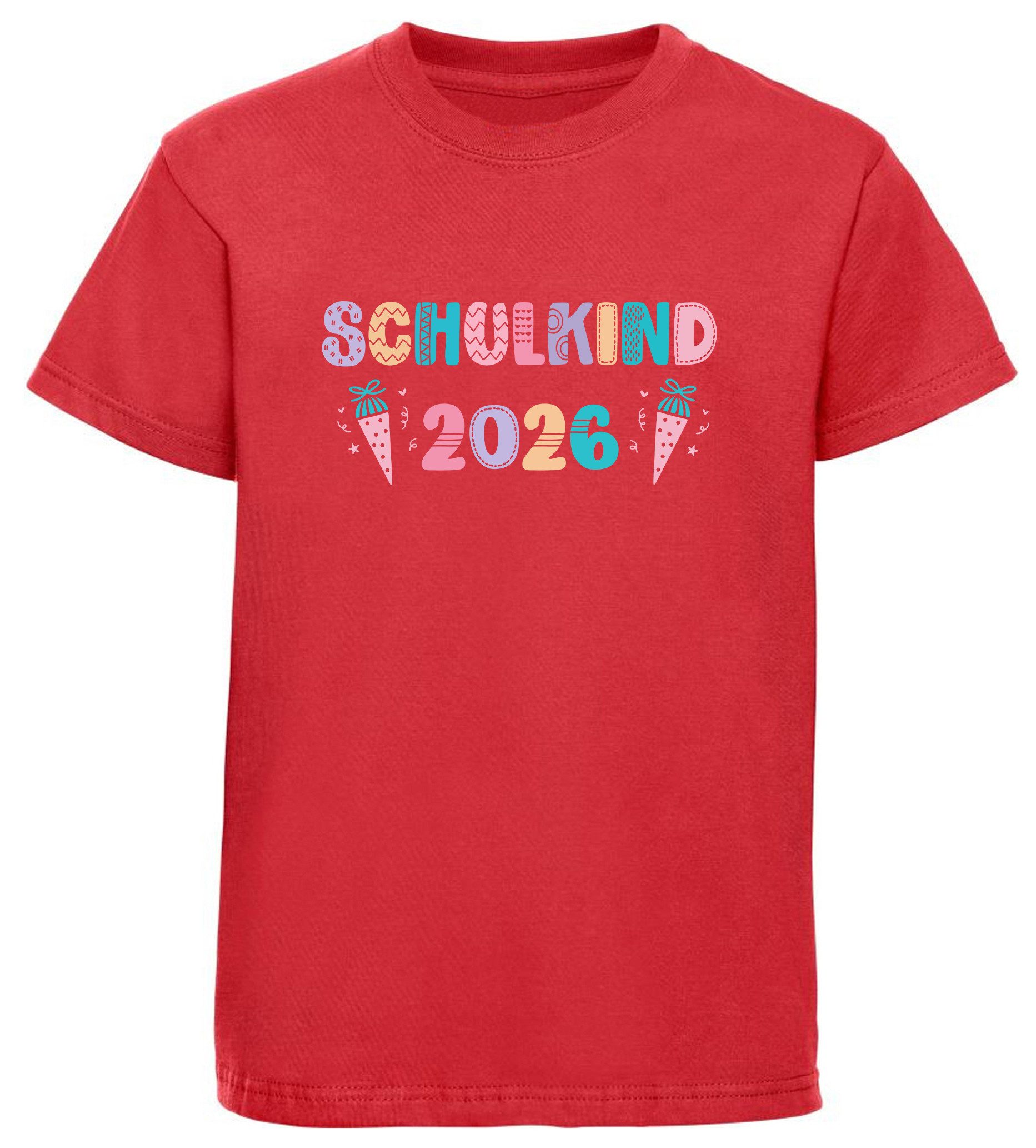 MyDesign24 T-Shirt Kinder Einschulungs T-Shirt Schulkind 2026 rot kurzarm Regular Fit print Shirt i796