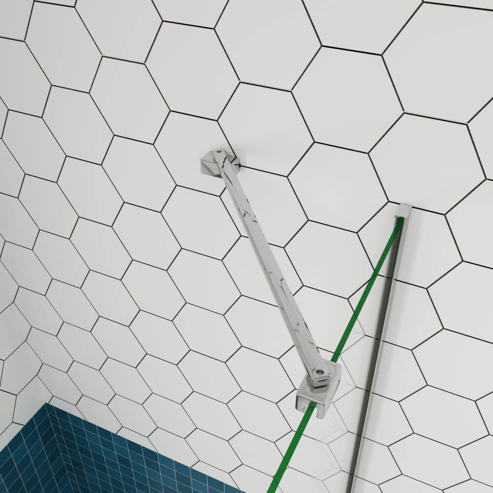 AICA Eckdusche 195cm 6mm ESG Scharniertür Duschtür Duschkabine Chrom mit Seitenwand, BxT: 76x70 cm, ebenerdiger Einbau möglich,inkl. Armaturen, klare Optik,mit Drehtür