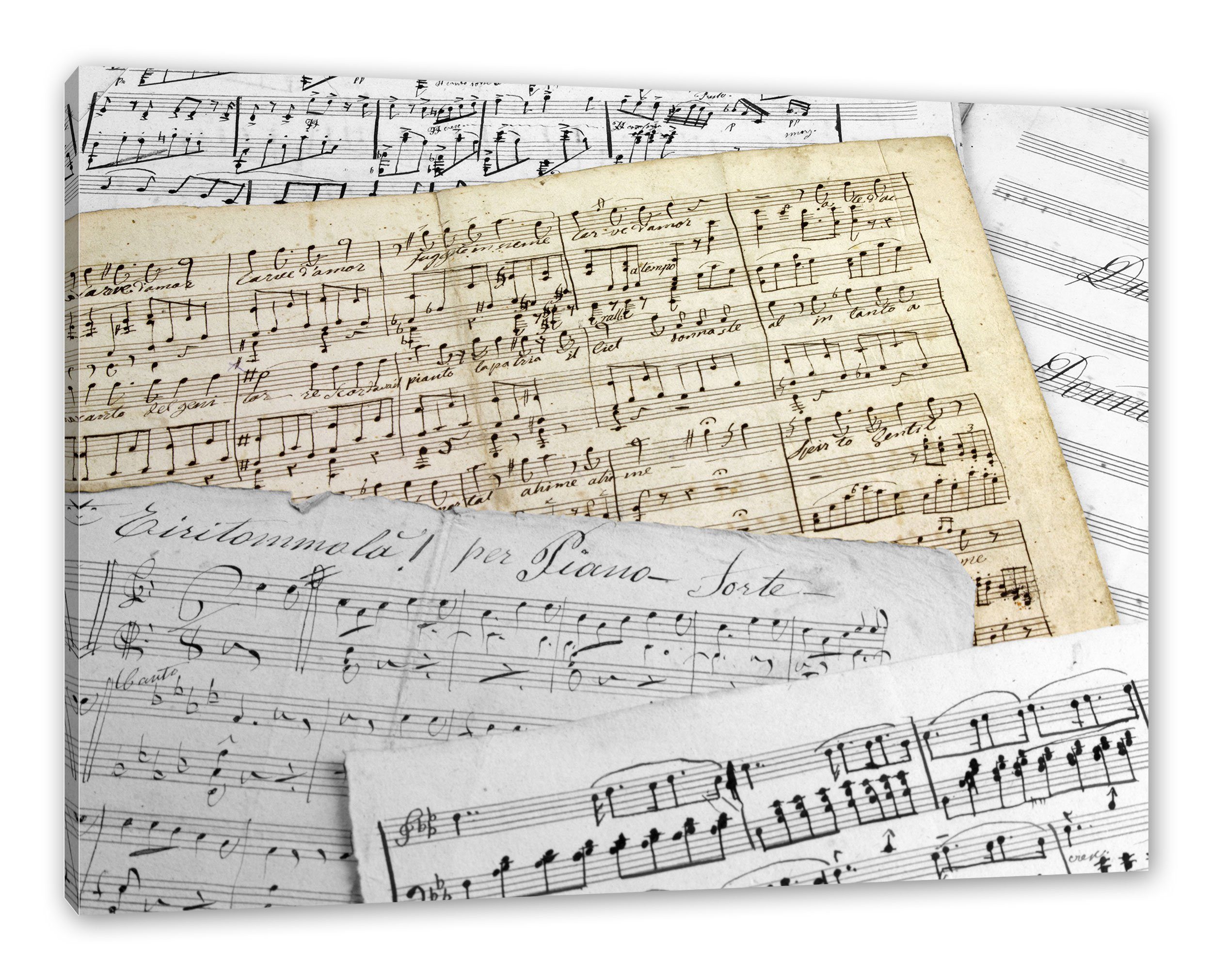 Pixxprint Leinwandbild schöne alte Notenblätter, schöne alte Notenblätter (1 St), Leinwandbild fertig bespannt, inkl. Zackenaufhänger