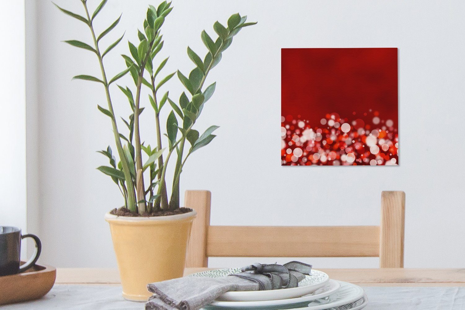 OneMillionCanvasses® Leinwandbild Roter Glitzer mit Hintergrund, Leinwand für Wohnzimmer St), unscharfem Bilder Schlafzimmer (1