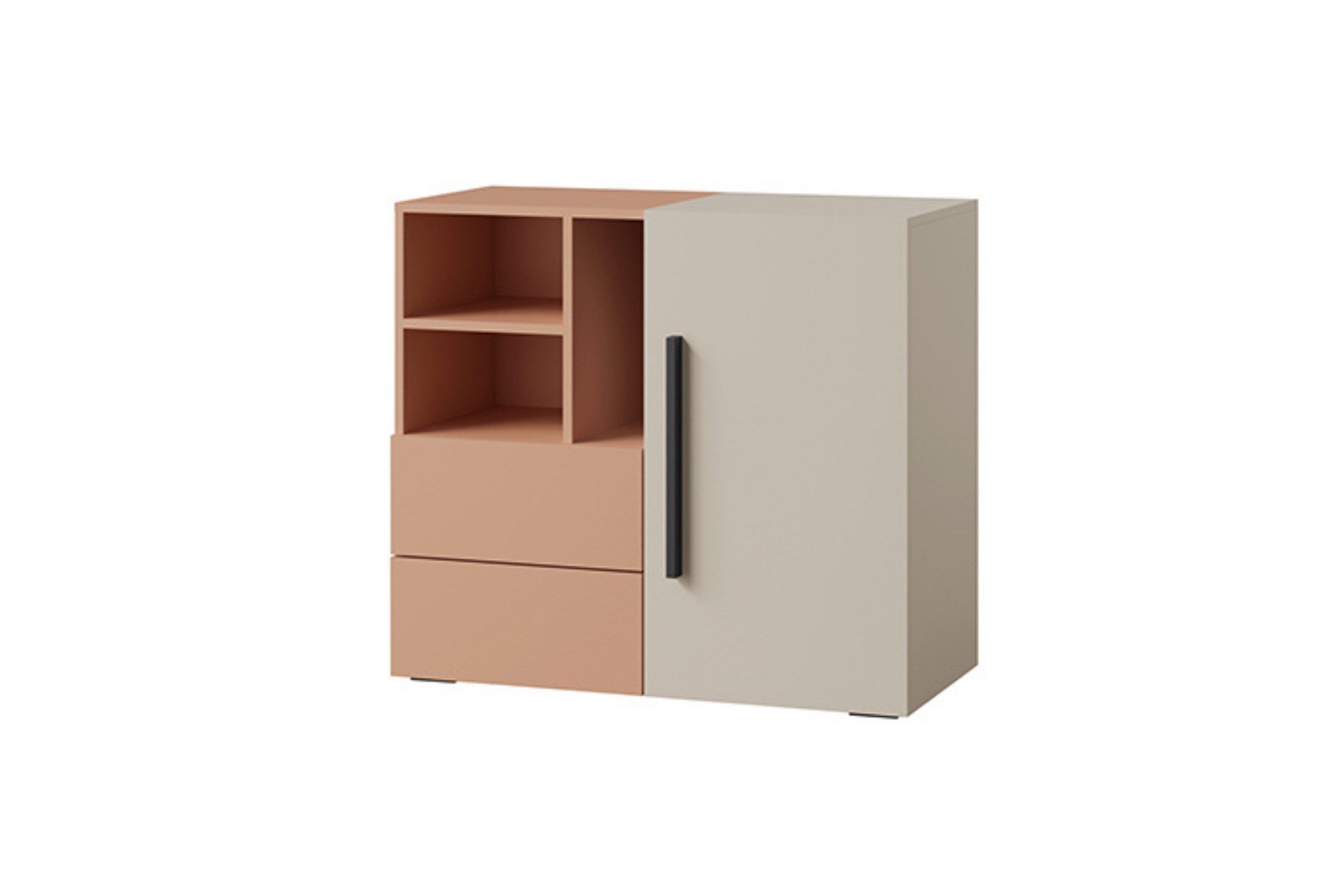 Deine Möbel 24 Kommode LIMA 08 Sideboard, 90 cm breit, mit 1 Tür, 2 Schubladen und Fächern (LIMA - Kollektion, 1 St., ideal für Kinderzimmer & Jugendzimmer), Soft-Close, Push-to-Open, Jugendzimmer-Kommode