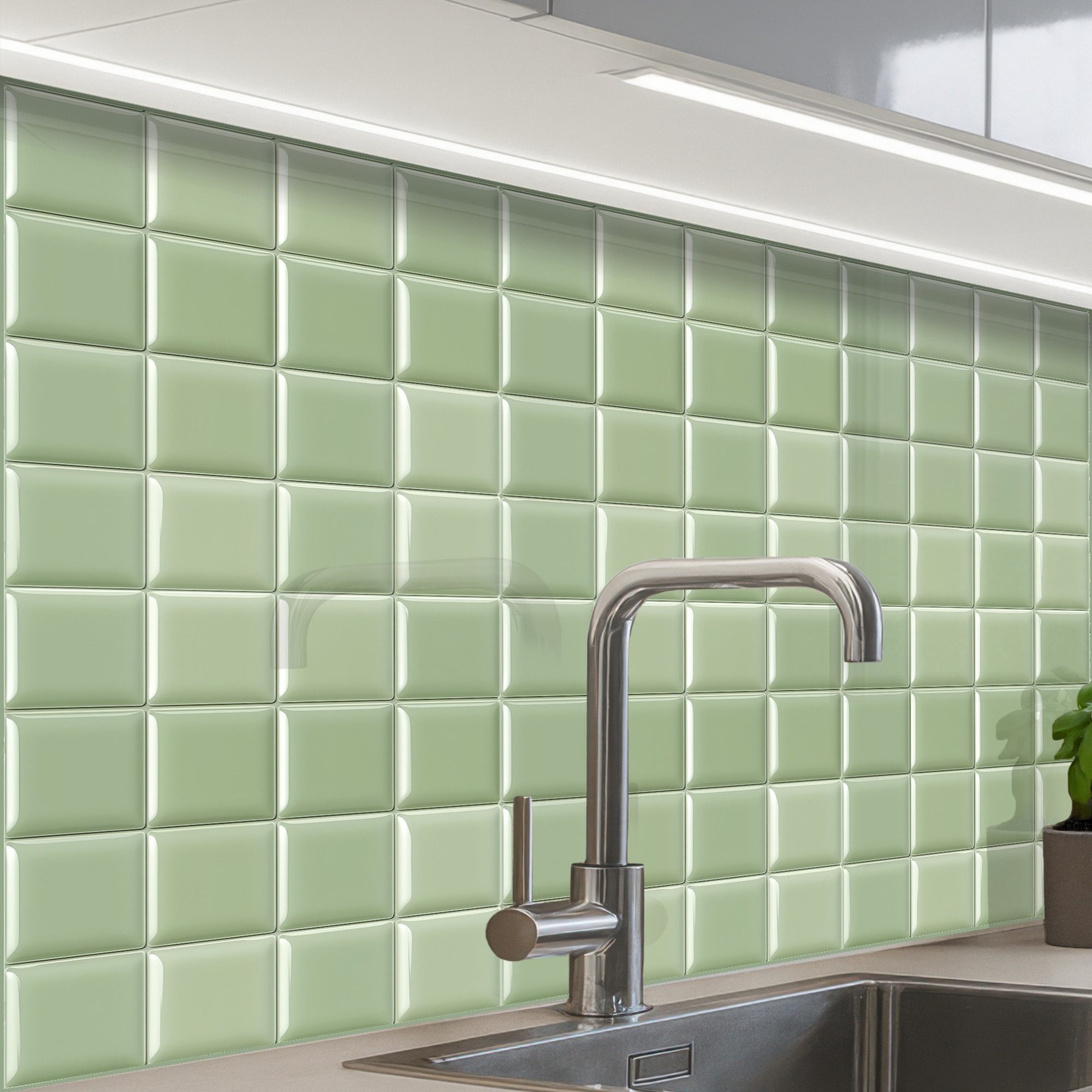 KitchenYeah Küchenrückwand Muster selbstklebend (keine Folie) Glänzend - Mosaik - Kacheln - Weich, (1-tlg), Spritzschutz, Küche, Rückwand, Küchenwand, Küchenfront, 30x20 cm