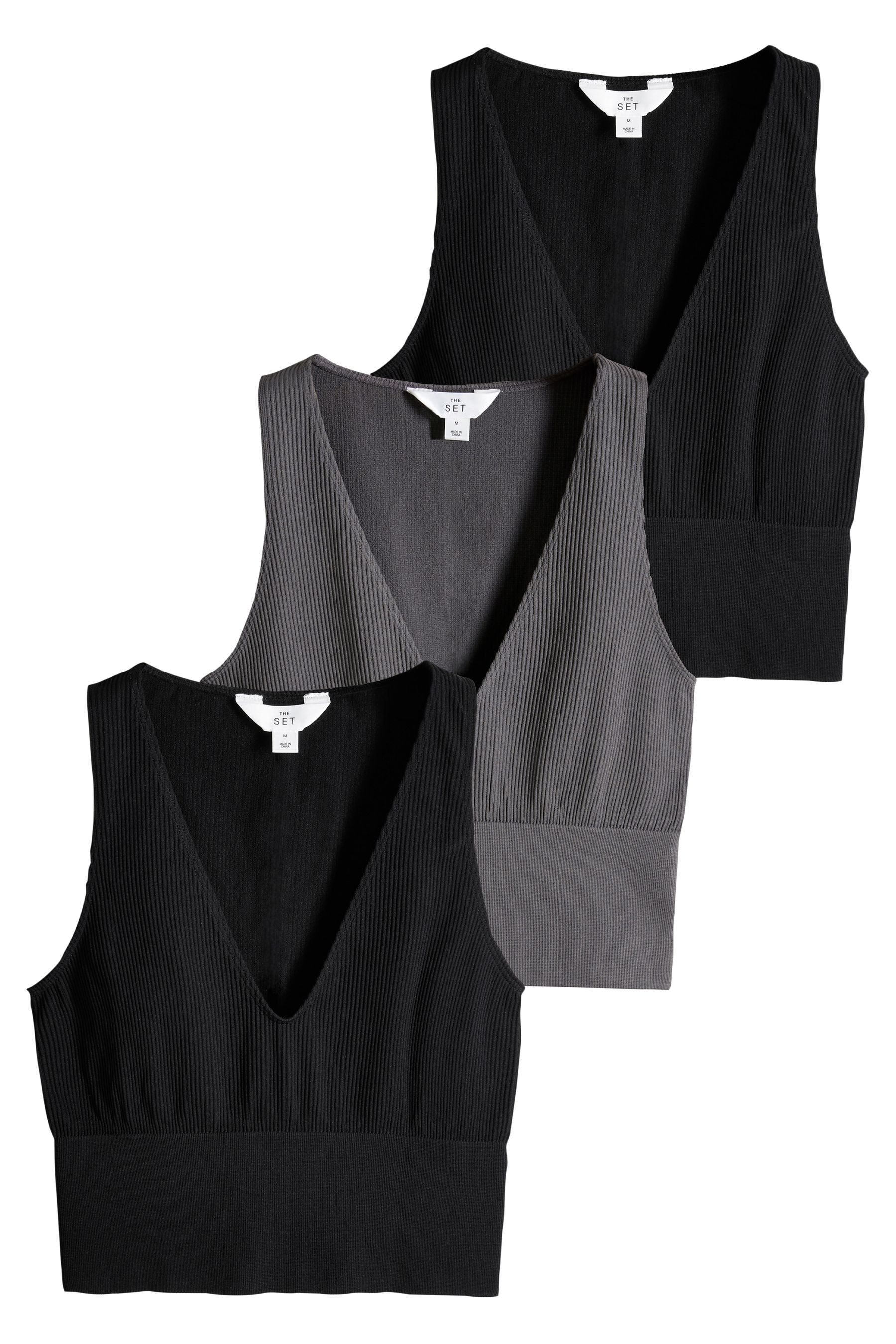 Crop-Top The Set nahtlose, gerippte Kurztops im 3er-Pack