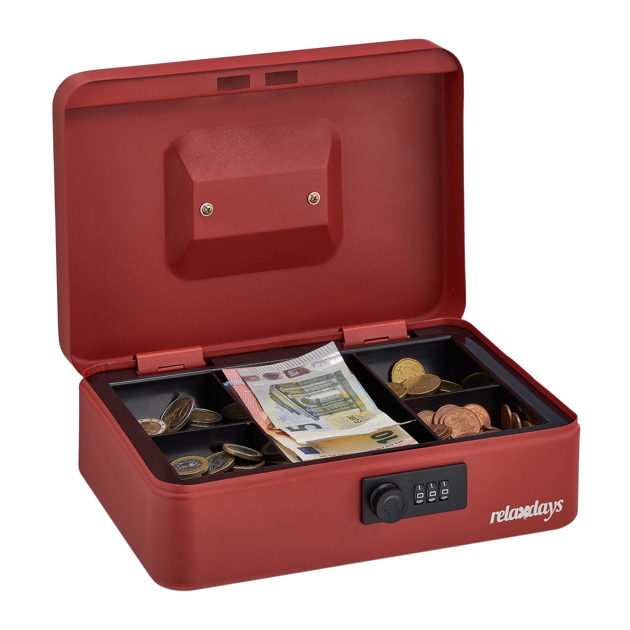 HMF Geldkassette Feuerfeste, Wasserdichte Dokumentenbox, mit Zahlenschloss,  DIN A4, 44,5 x 16,5 x 33 cm
