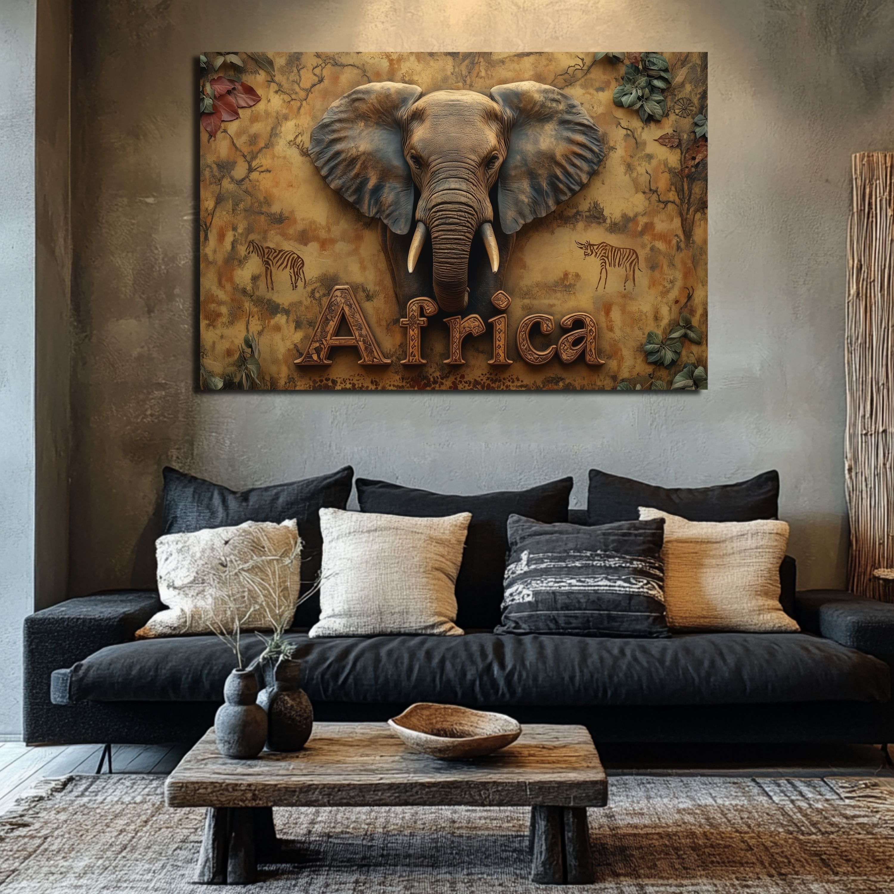 DARO Design Leinwandbild Modern Abstrakt Wandbilder XXL Wandbild Wand Deko Leinwand Bilder, (Elefant - Bild groß Wohnzimmer Schlafzimmer Küche Esszimmer Einteilig Querformat Fotodruck Leinwände Wanddeko Abstrakte Kunst Boho), 30x20cm