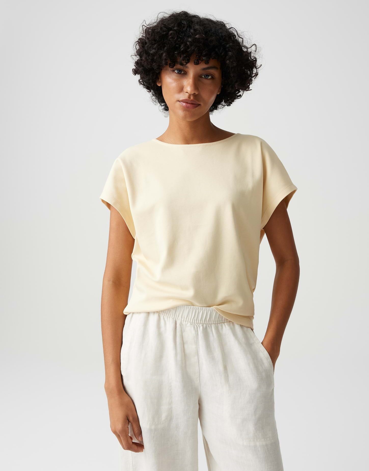 OPUS Kurzarmshirt Suschel aus Jersey mit lockerer Passform weich fließender Fall, glatter Griff, Casual