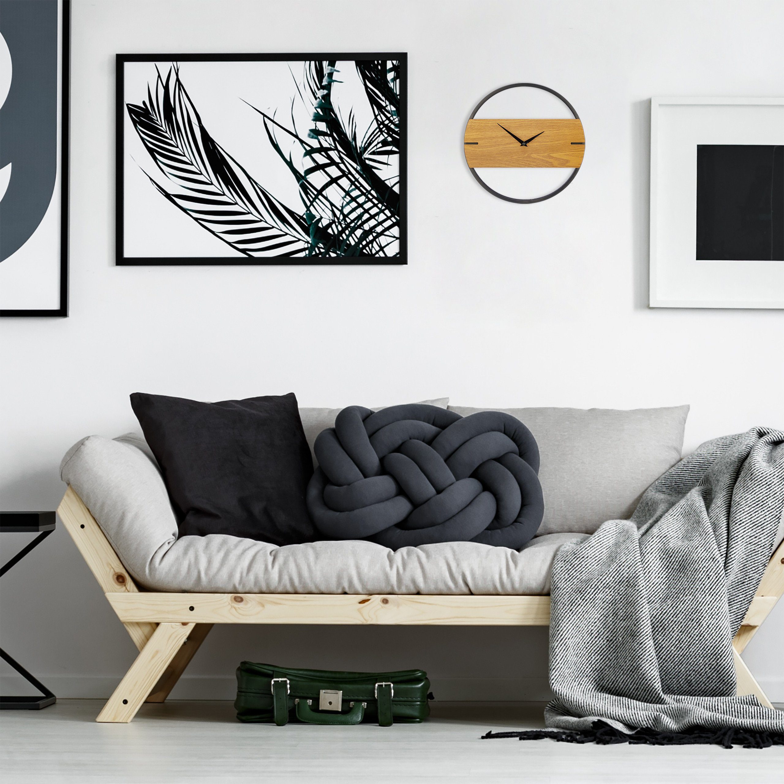 relaxdays Wanduhr Holzoptik