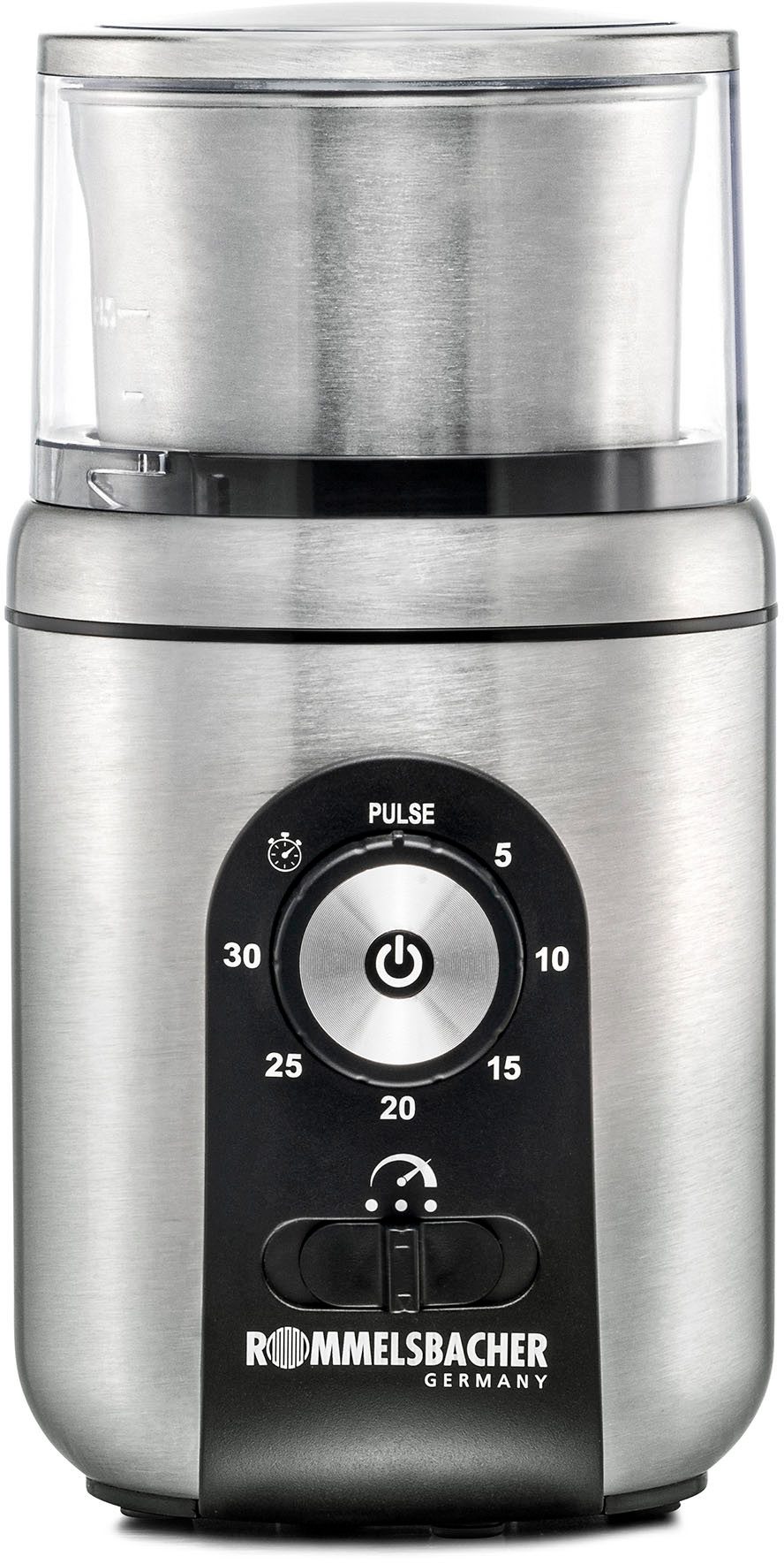 Rommelsbacher Kaffeemühle EGK 250, 200 W, Schlagmesser, 70 g Bohnenbehälter, Kaffee & Gewürz Mühle silberfarben