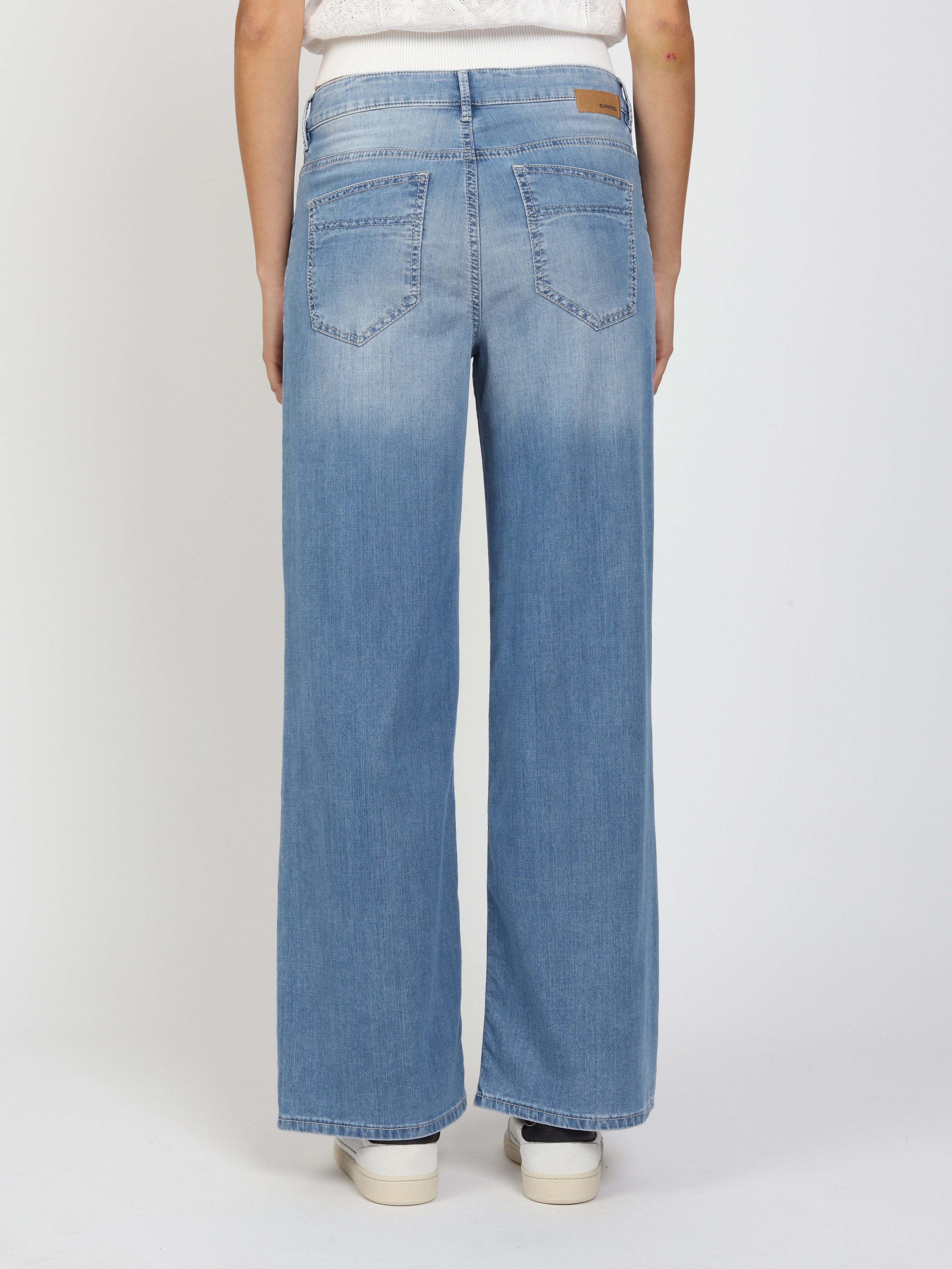 GANG Weite Jeans 94CARA Light Denim mit Doppelbund