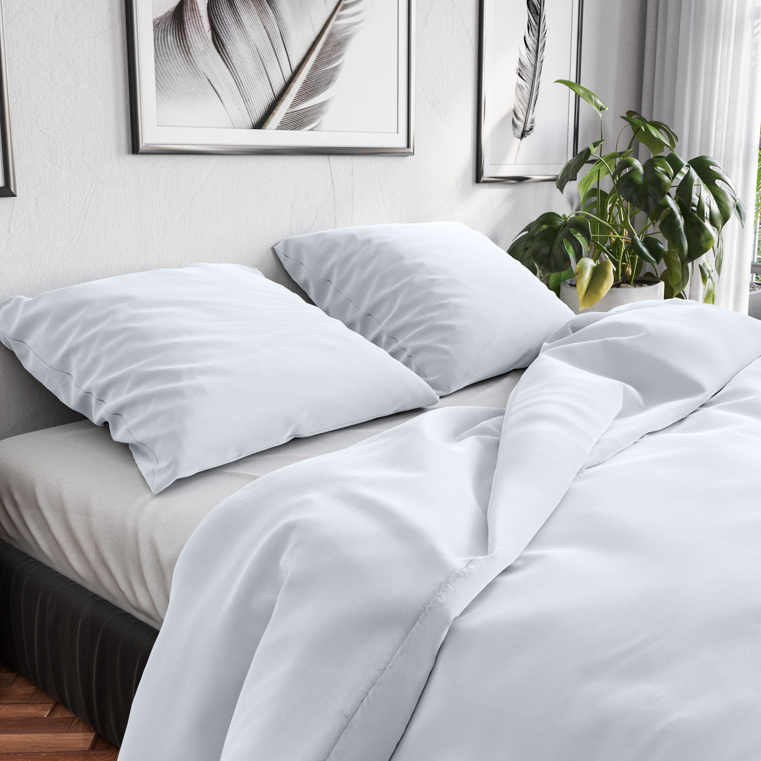 Wolkenfeld Bettwäsche Renforcé Bettwäsche Baumwolle - Natürlich weiches Schlafgefühl, Renforcé, 2 teilig, 135x200 cm, 155x220 & Übergrößen I inkl. Kissenbezüge 80x80 I uni