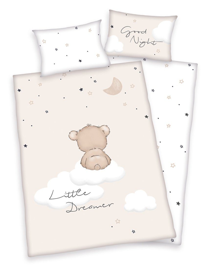 Herding Kinderbettwäsche LITTLE DREAMER, Renforcé (Bio-Baumwolle), 2 teilig, BIO, 100x135 cm, süßer, kuscheliger Babybär