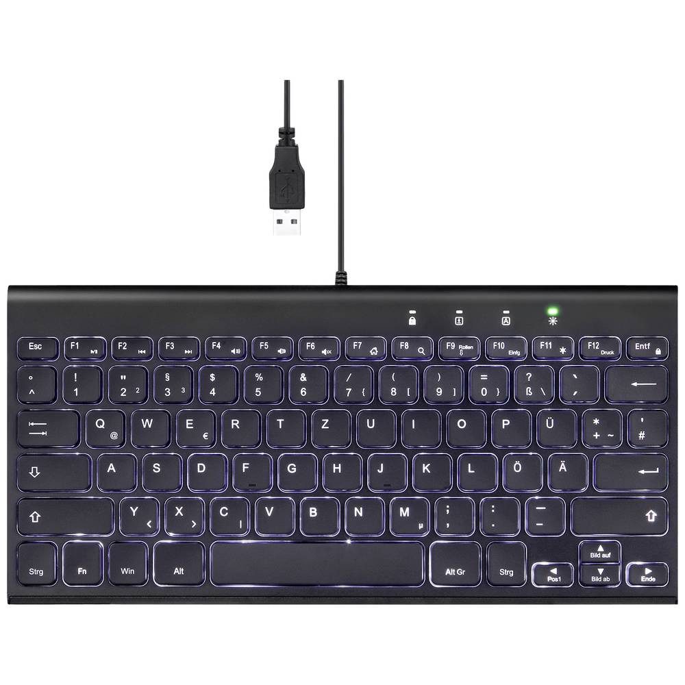 Perixx Backlit Mini USB DE Keyboard 11685 Tastatur (Beleuchtet)