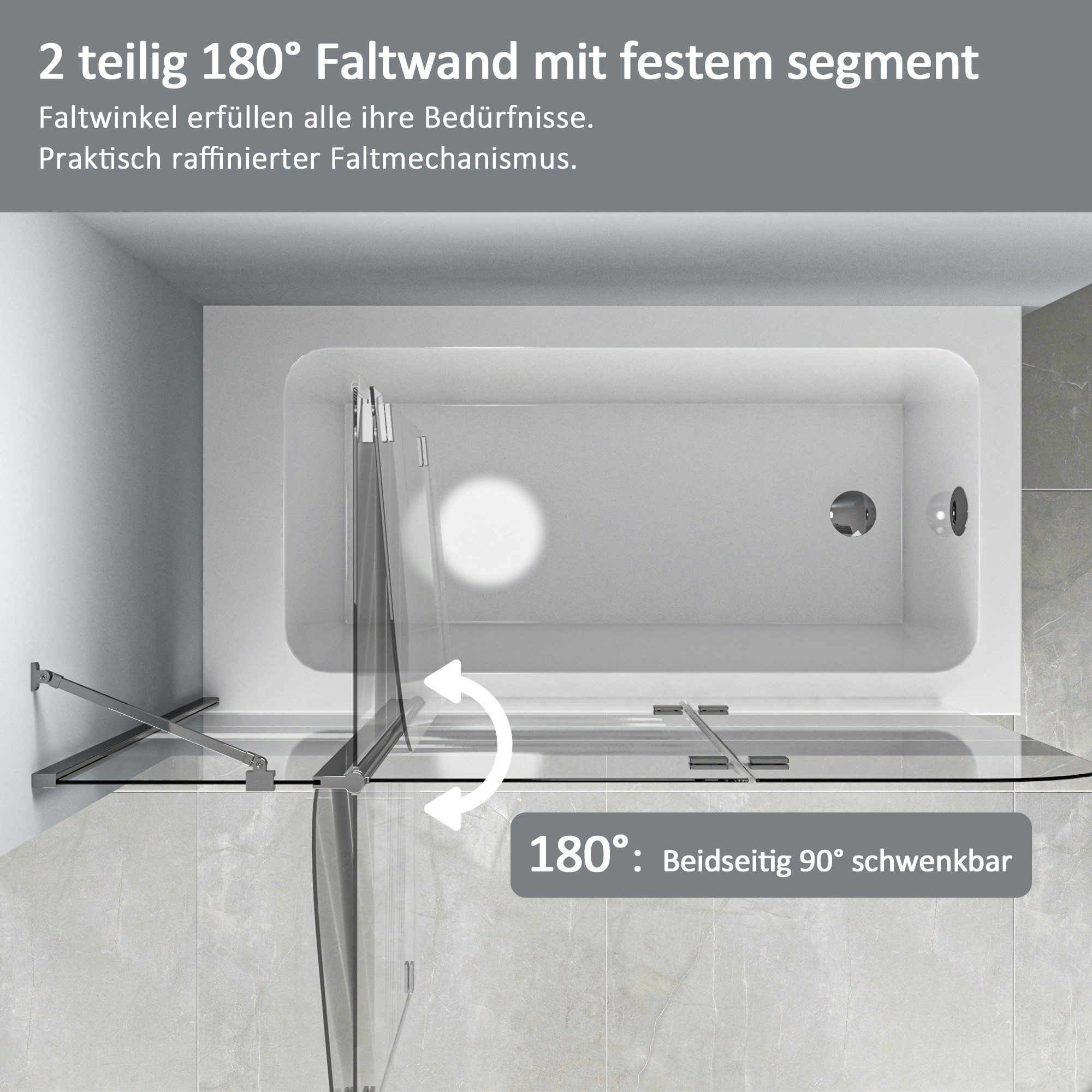 Hopibath Duschwand Badewanne faltbar Badewannenaufsatz Milchglas günstig online kaufen
