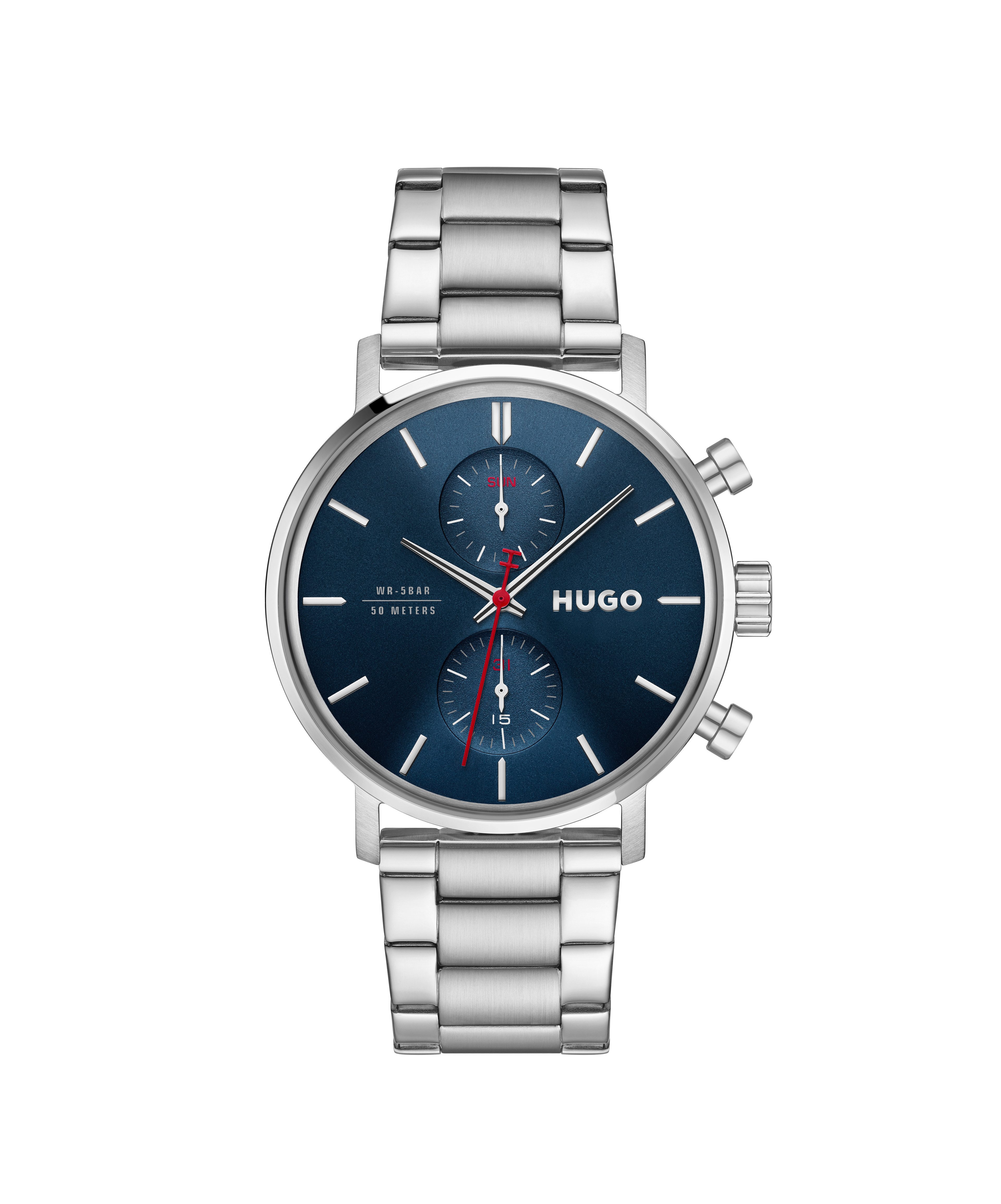HUGO Multifunktionsuhr #TAKEOFF 1530467, Quarzuhr, Armbanduhr, Herrenuhr, Edelstahlarmband, analog