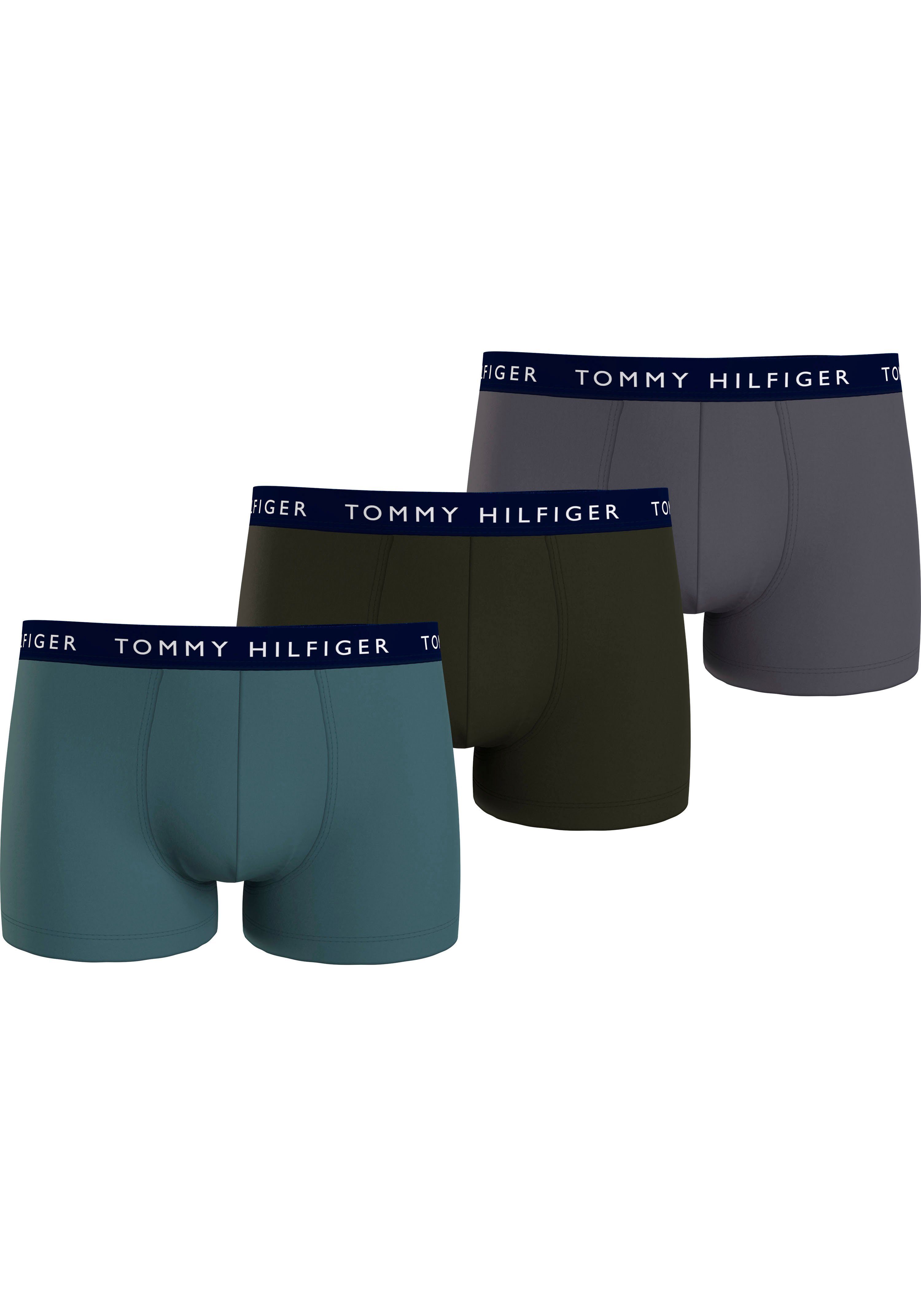 mit (Packung, Tommy TRUNK Hilfiger 3er-Pack) 3P Trunk Underwear Trunks Tommy 3-St., von Logo-Elastikbund, klassische Hilfiger 3er-Pack Underwear