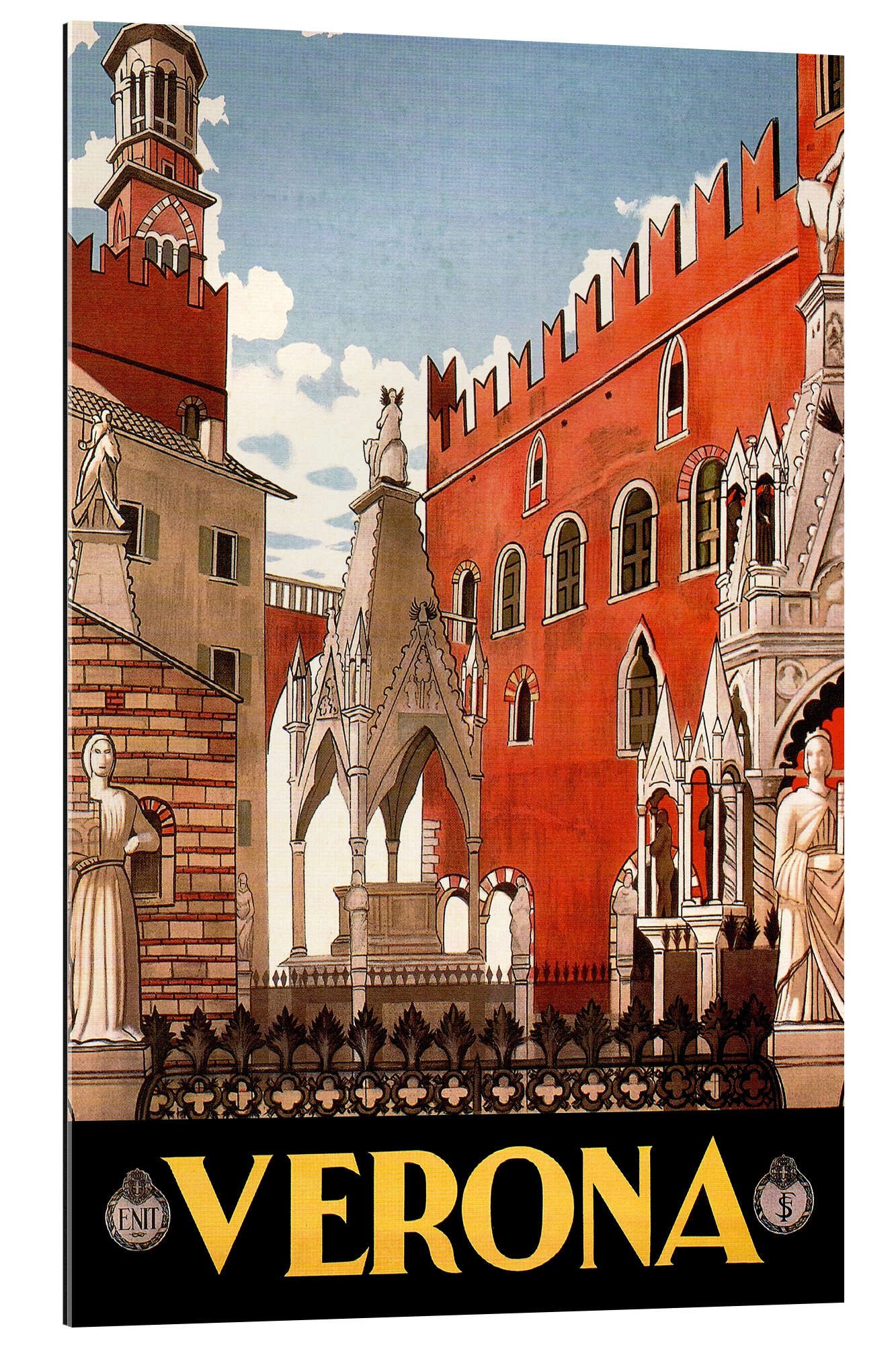 Posterlounge Wandbild Italien - Verona, Vintage Travel Collection, erhältlich als Poster, Leinwandbild, Wandsticker oder Acrylglasbild