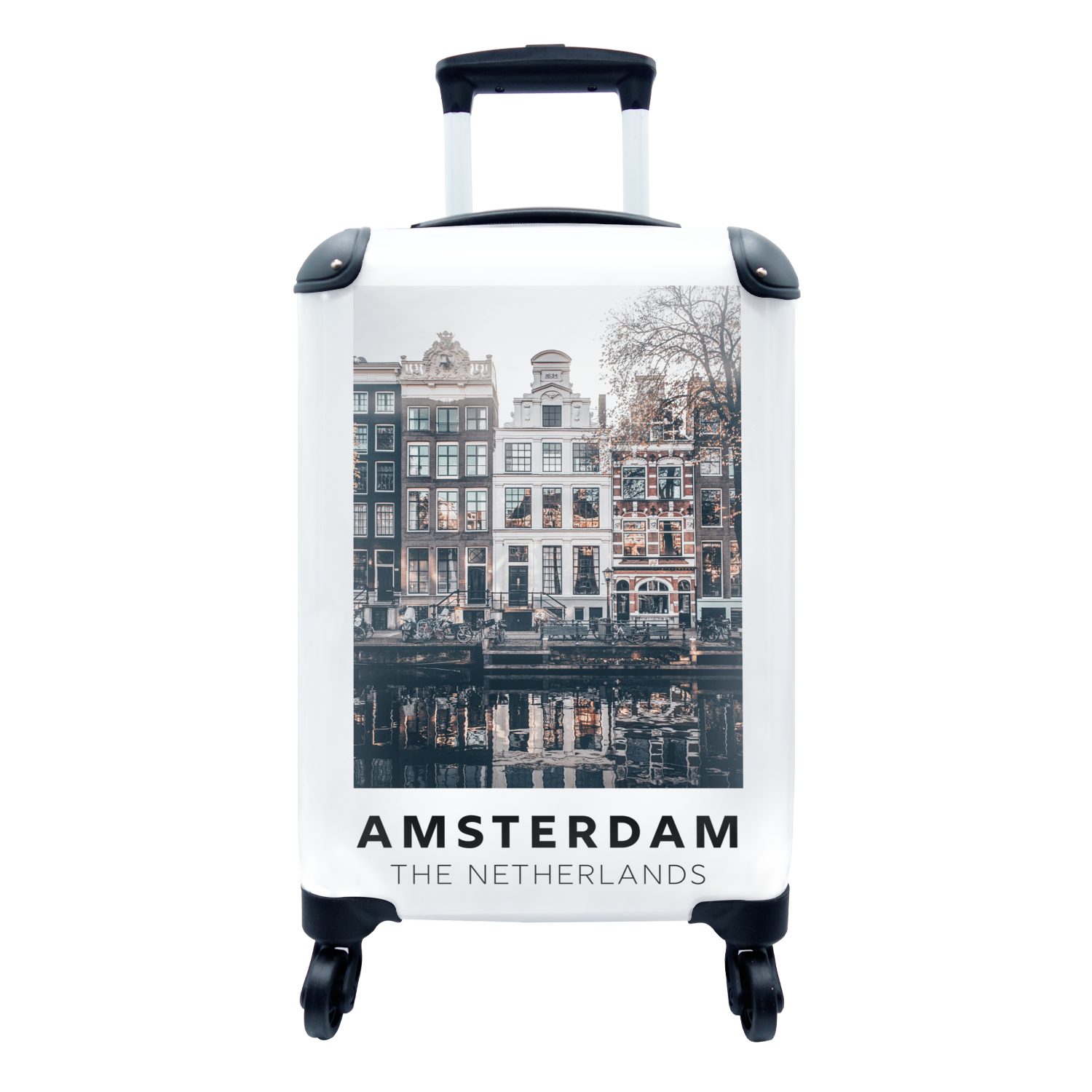 4 Reisekoffer Rollen, MuchoWow Huizen, - Ferien, mit Niederlande Trolley, rollen, Handgepäckkoffer Amsterdam Reisetasche - Handgepäck für