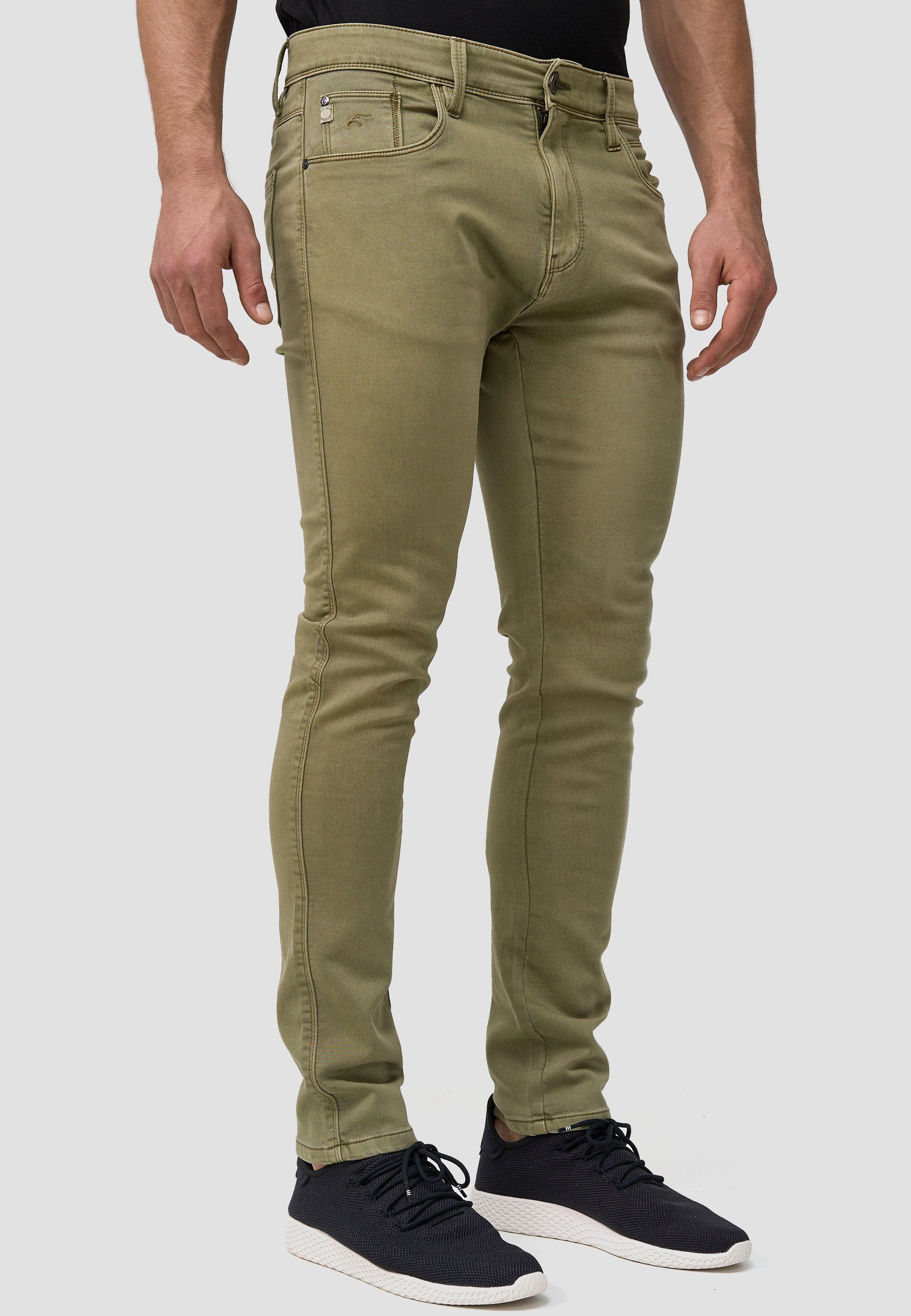 Indicode Slim-fit-Jeans Milos Covert Green