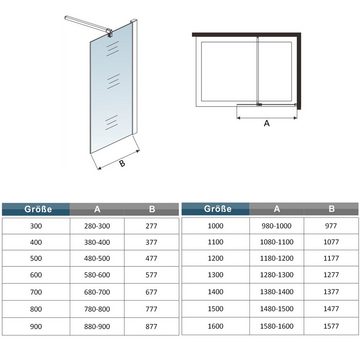 duschspa Duschwand 10mm ESG Nano Glas Walk in Dusche Duschwand Duschtrennwand Glaswand, Einscheibensicherheitsglas, Sicherheitsglas, (Set), Glas, Nano Glas