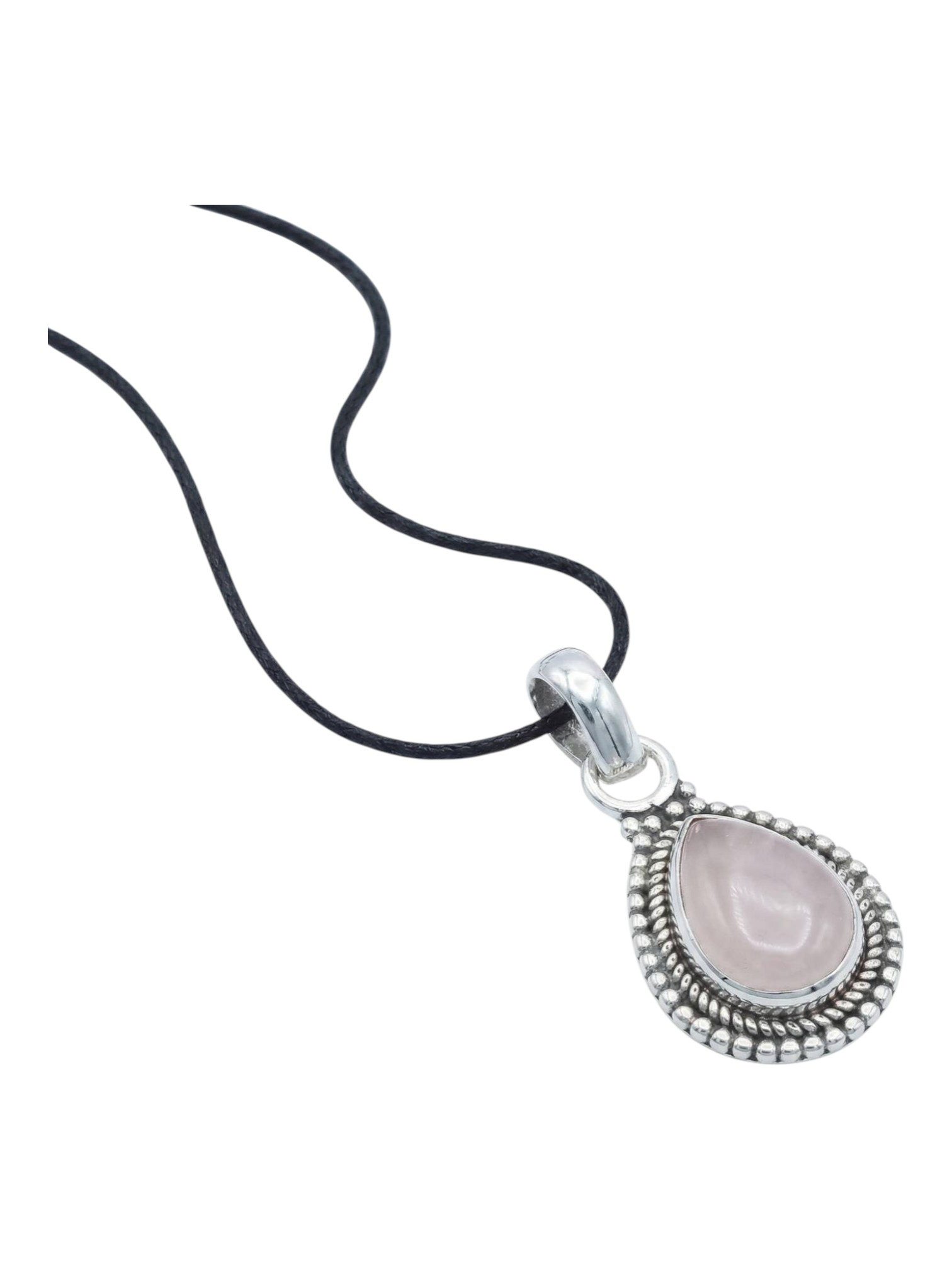 Kettenanhänger NILA Tropfen aus 925 Silber mit Rosenquarz