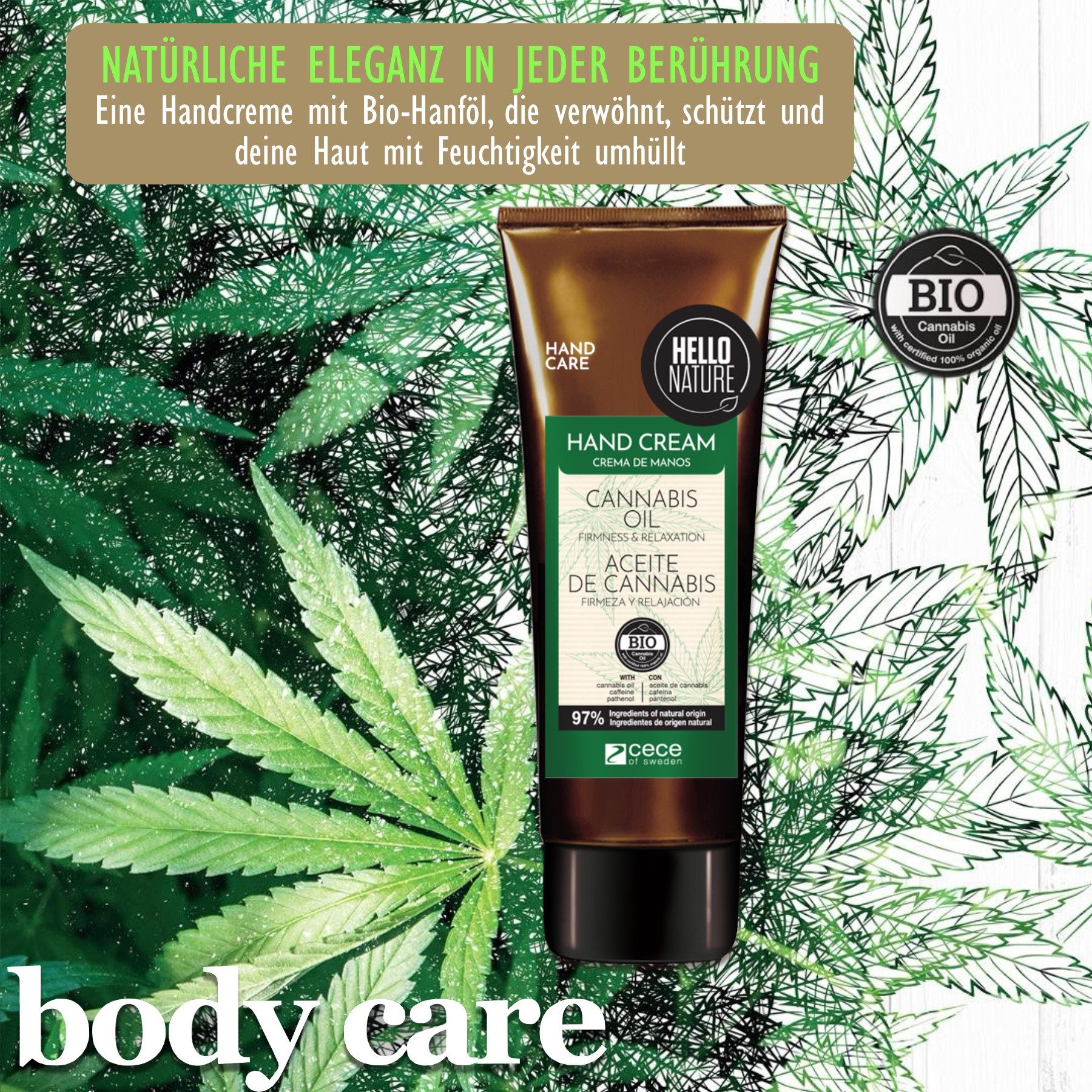 Hello Nature Handcreme Hello Nature Handpflegecreme Hautpflege mit Hanföl Bio Vegan, 3-tlg., Handpflege, Handcreme, Hello Nature, Cannabis