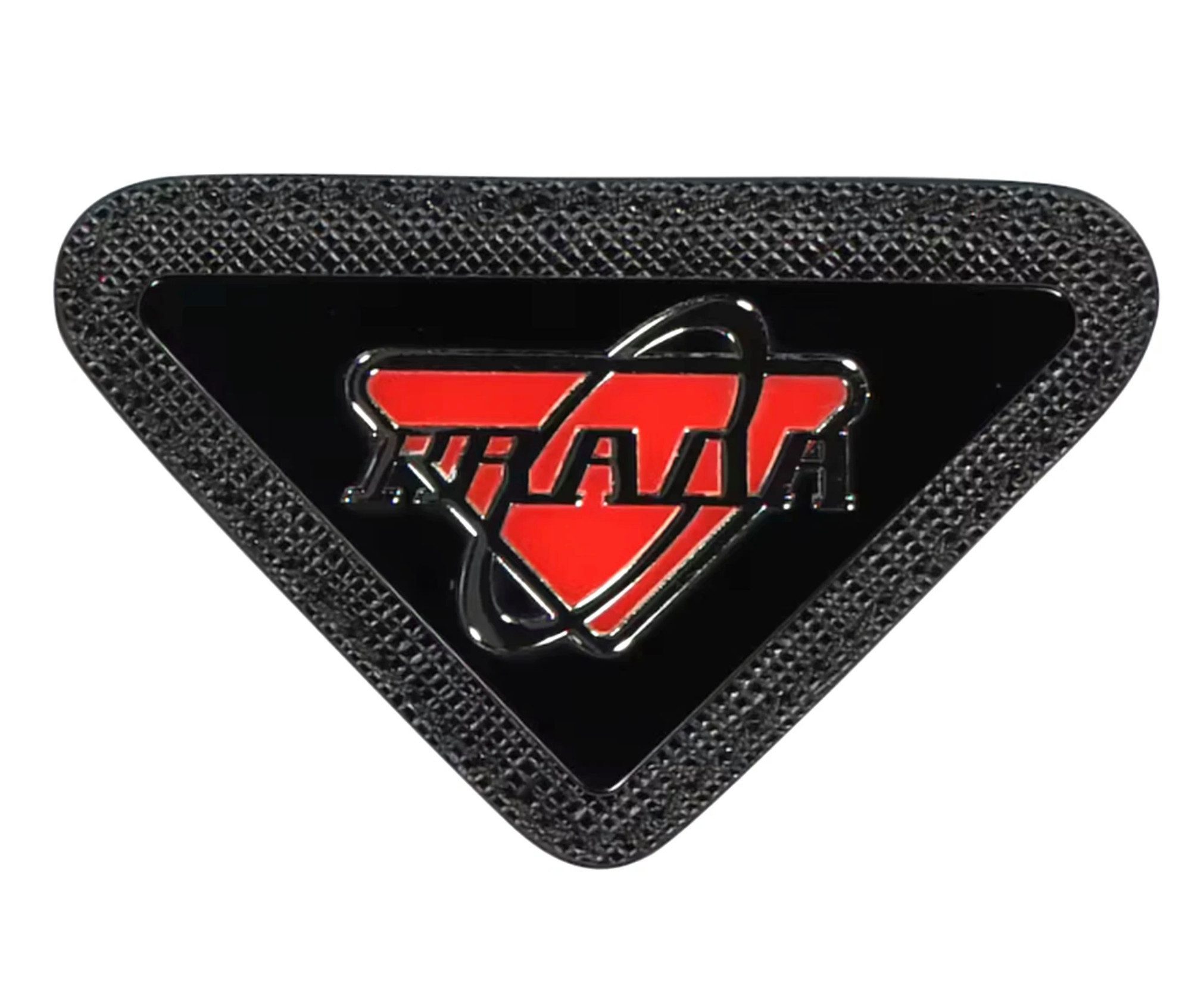 PRADA Anstecknadel Logo Brosche Pin Patch Neu, Lieferung mit Box mit Echtheitskarte und Etikett